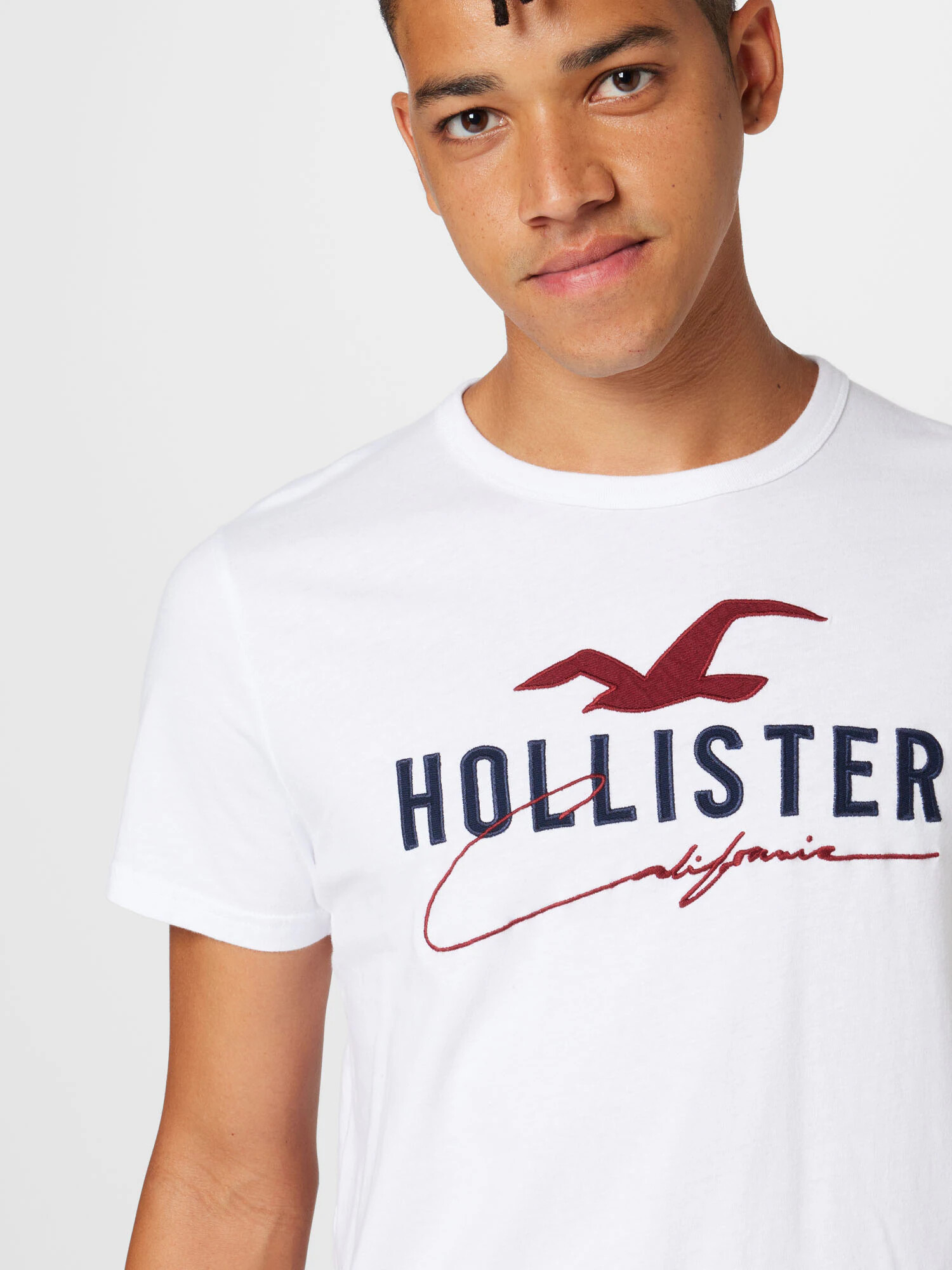 HOLLISTER Majica češnjevo rdeča / črna / bela - Pepit.si