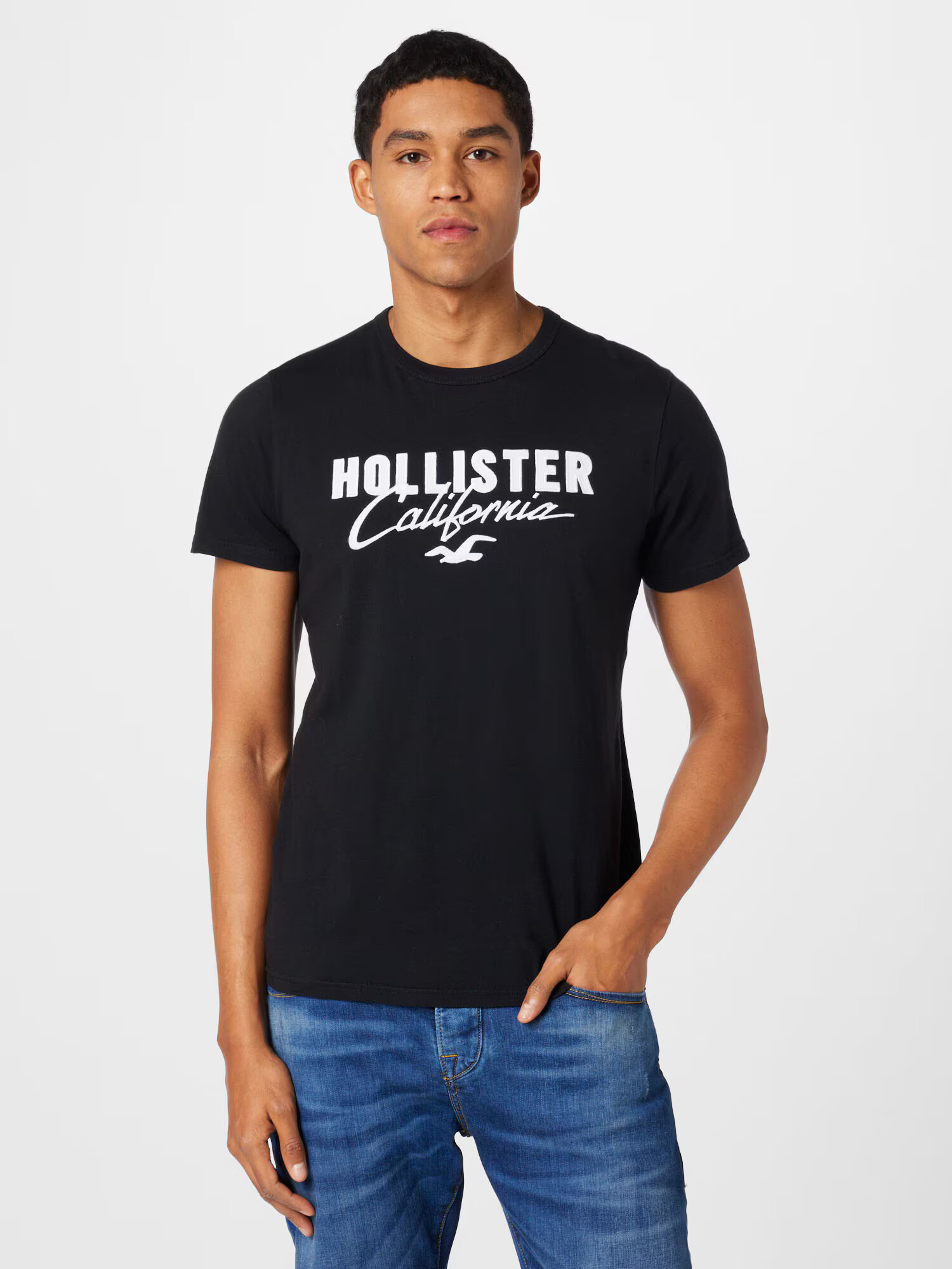 HOLLISTER Majica črna / bela - Pepit.si