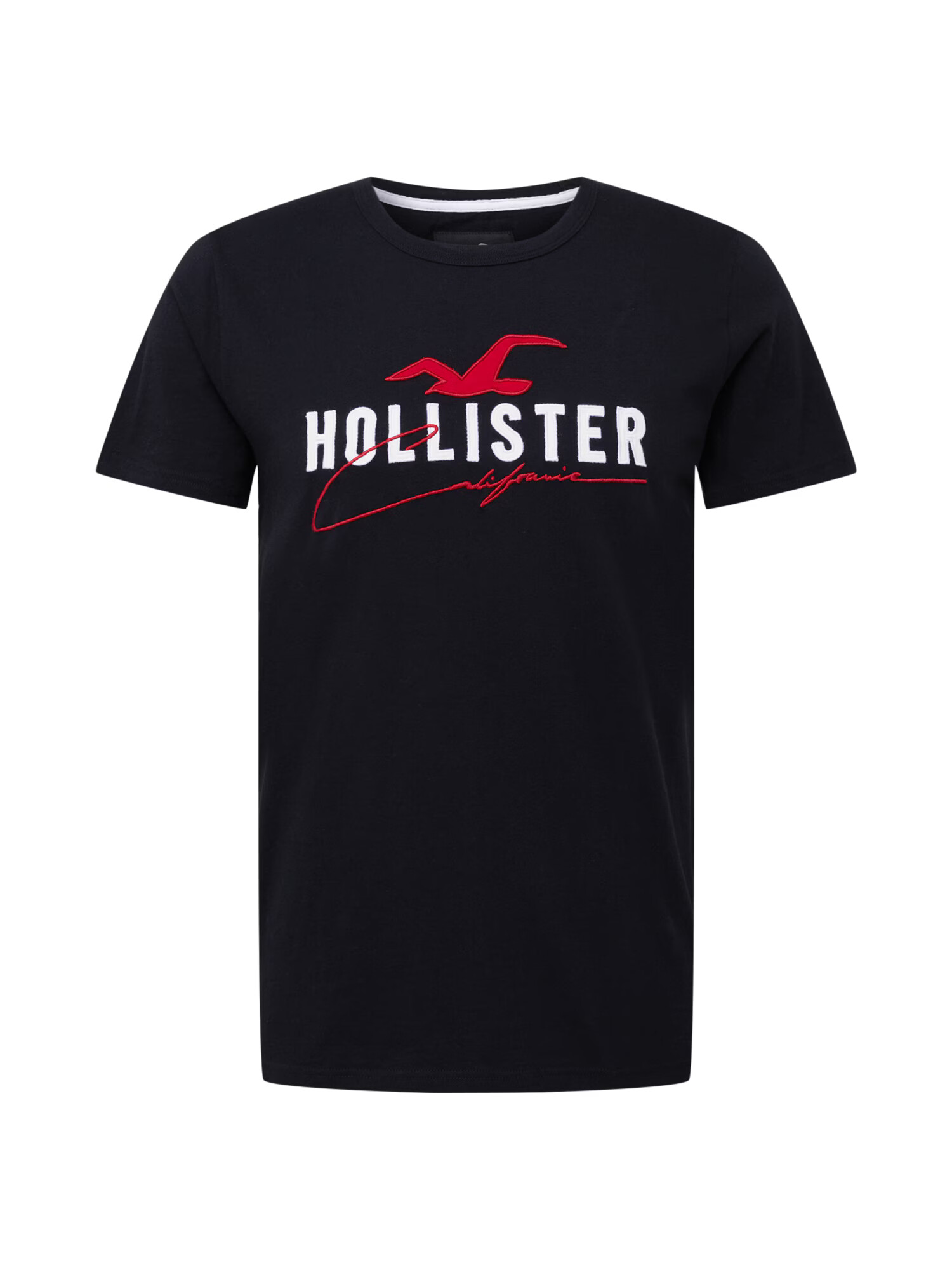 HOLLISTER Majica ognjeno rdeča / črna / bela - Pepit.si