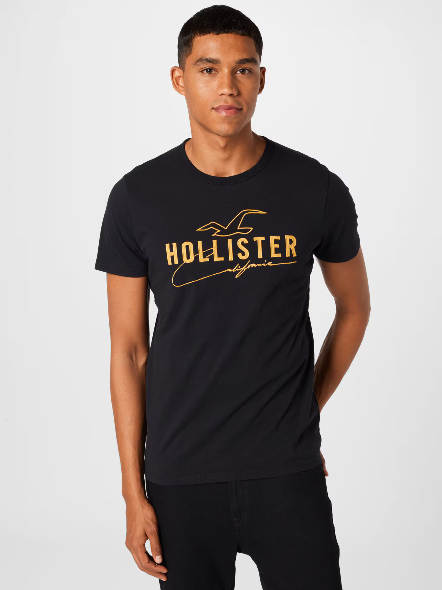 HOLLISTER Majica žafran / črna - Pepit.si