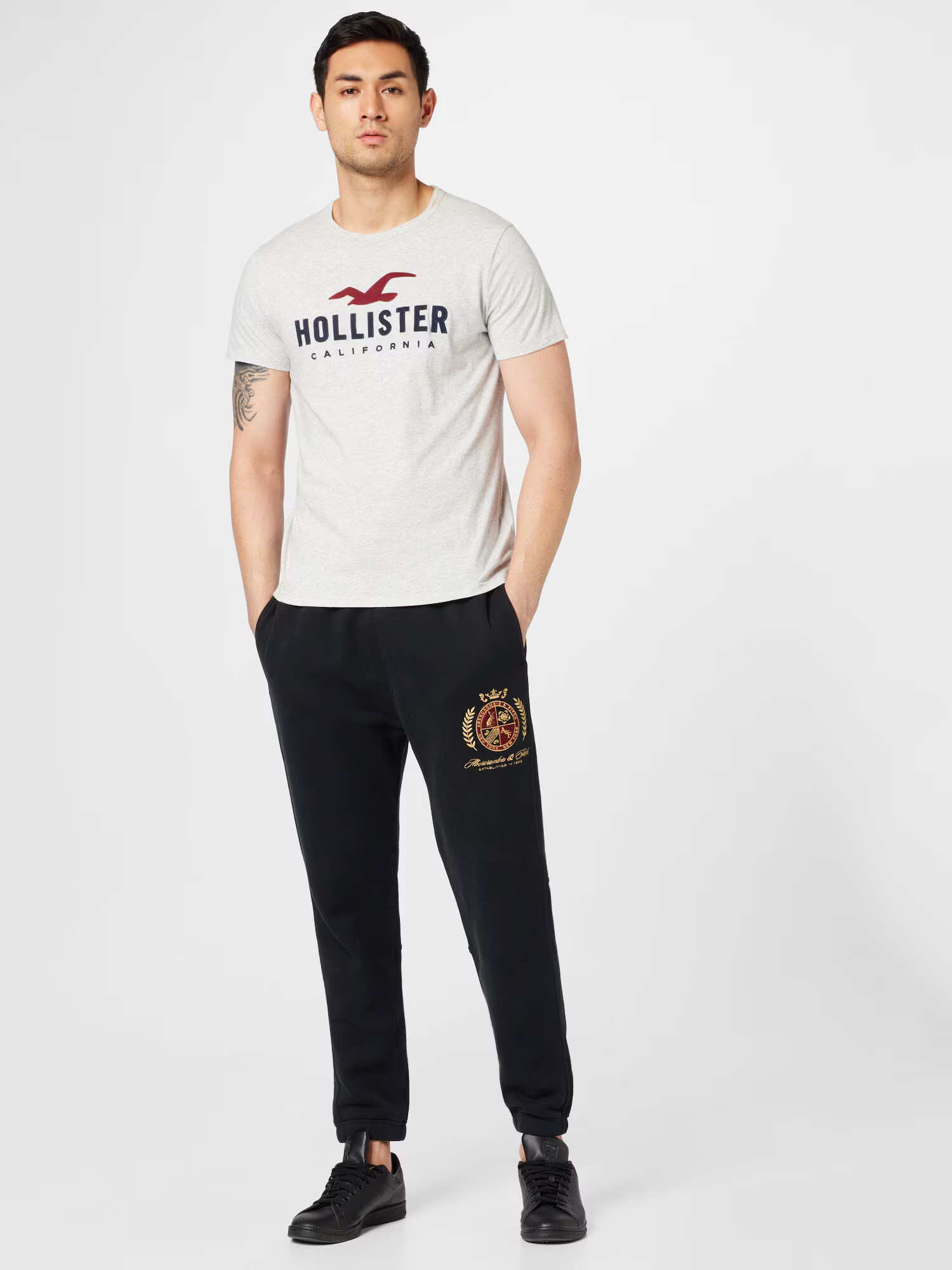 HOLLISTER Majica marine / pegasto siva / burgund - Pepit.si