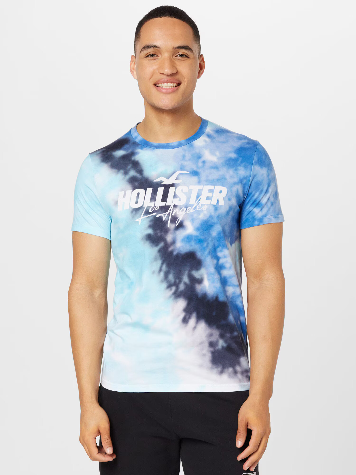 HOLLISTER Majica modra / mornarska / svetlo modra / bela - Pepit.si