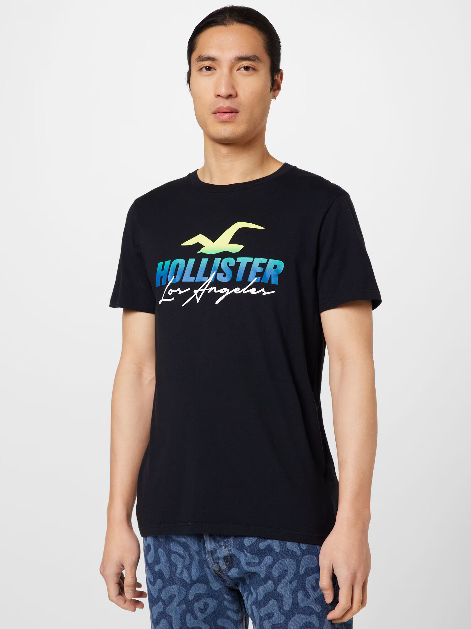 HOLLISTER Majica modra / svetlo zelena / črna / bela - Pepit.si