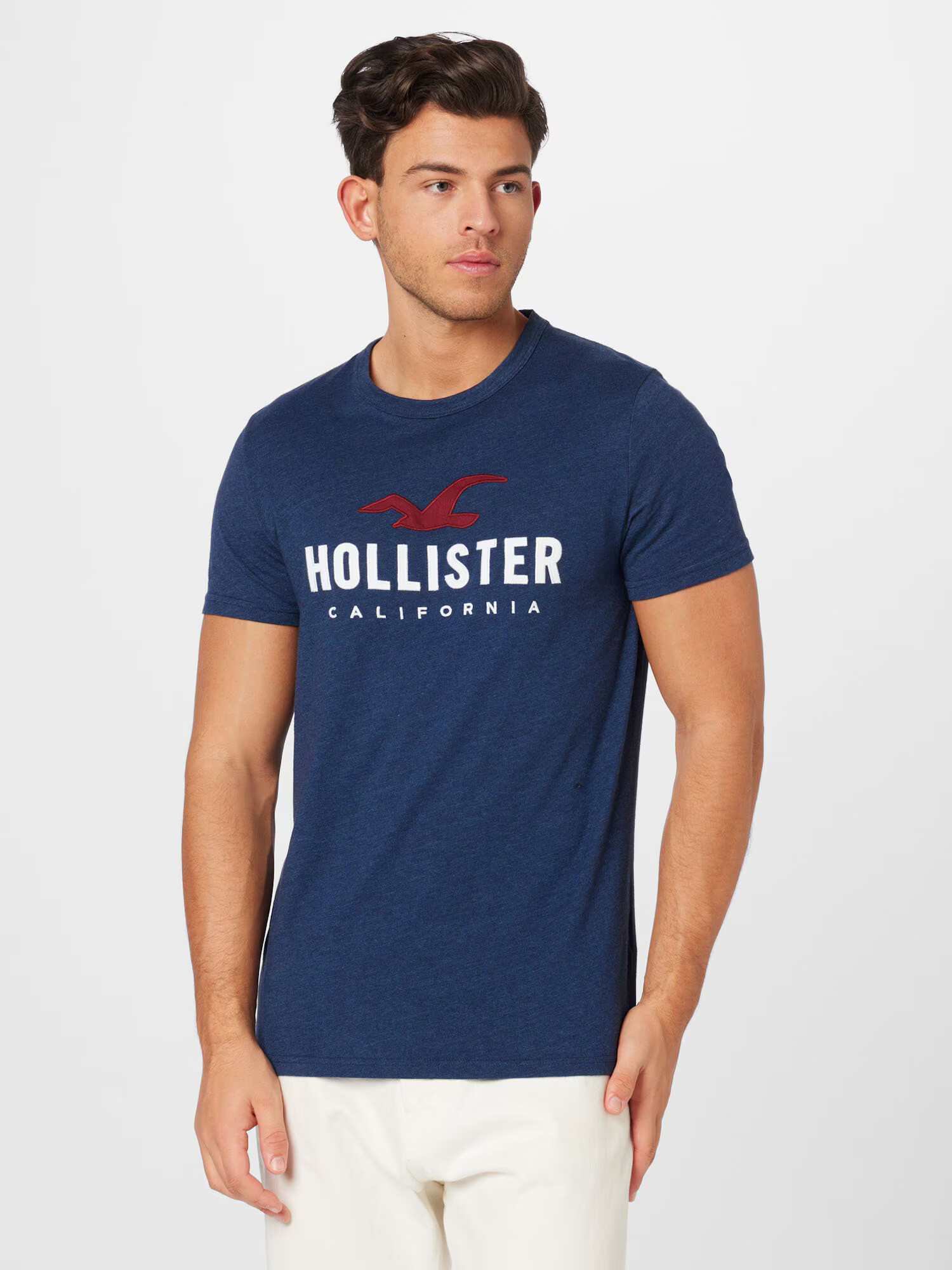 HOLLISTER Majica mornarska / rdeča / bela - Pepit.si