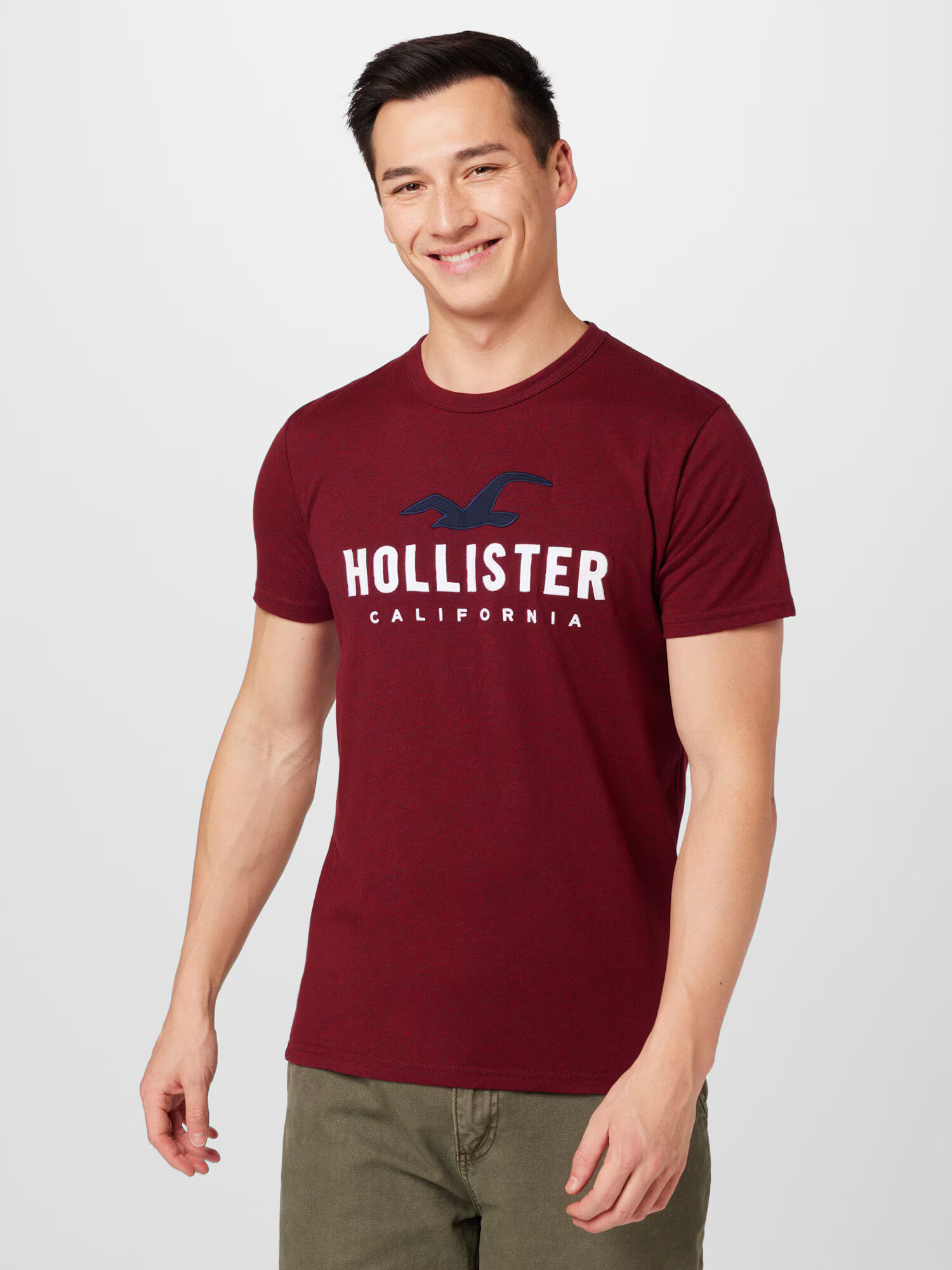 HOLLISTER Majica mornarska / rdeča / bela - Pepit.si