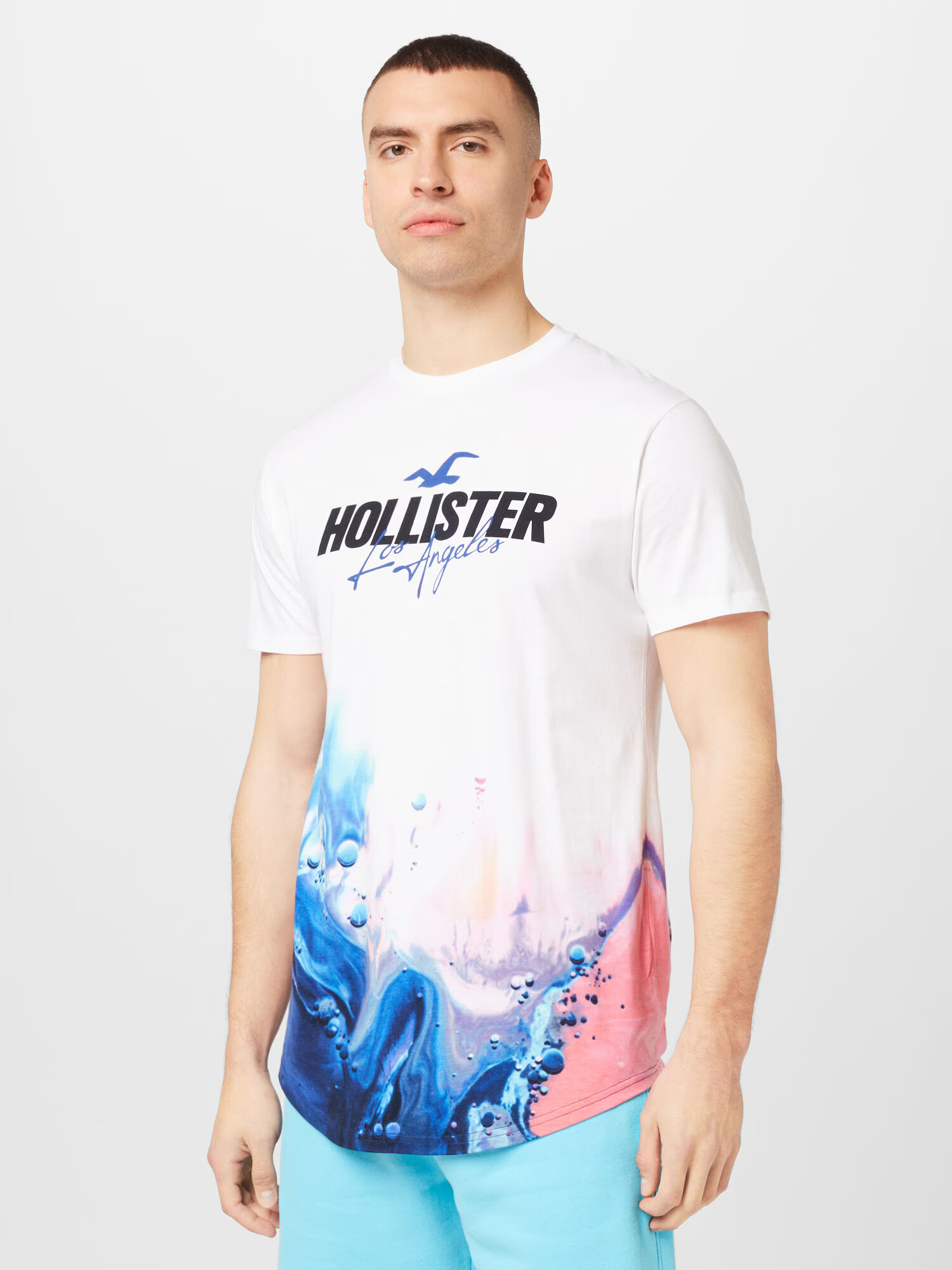 HOLLISTER Majica mornarska / voda / rosé / bela - Pepit.si