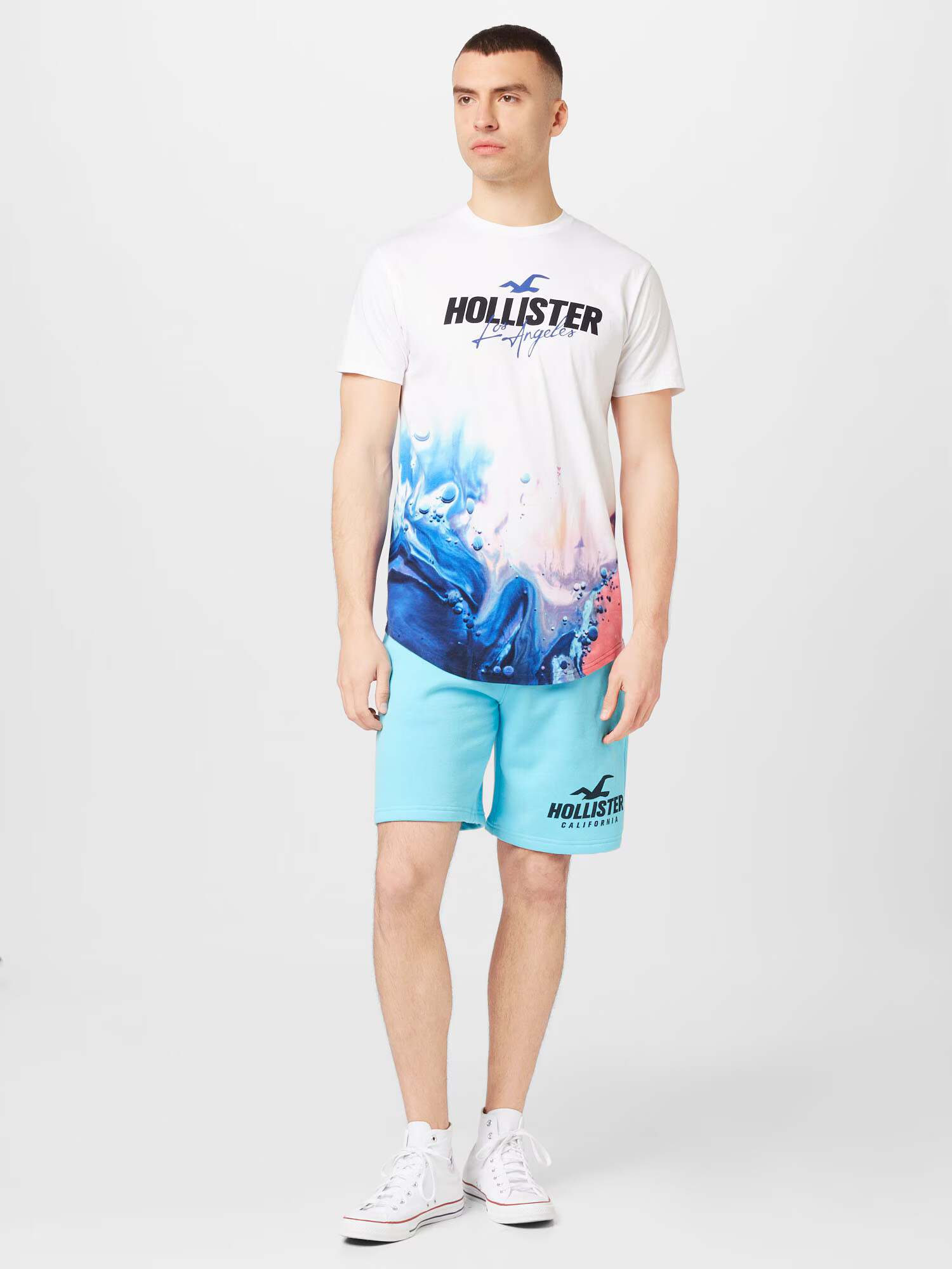 HOLLISTER Majica mornarska / voda / rosé / bela - Pepit.si