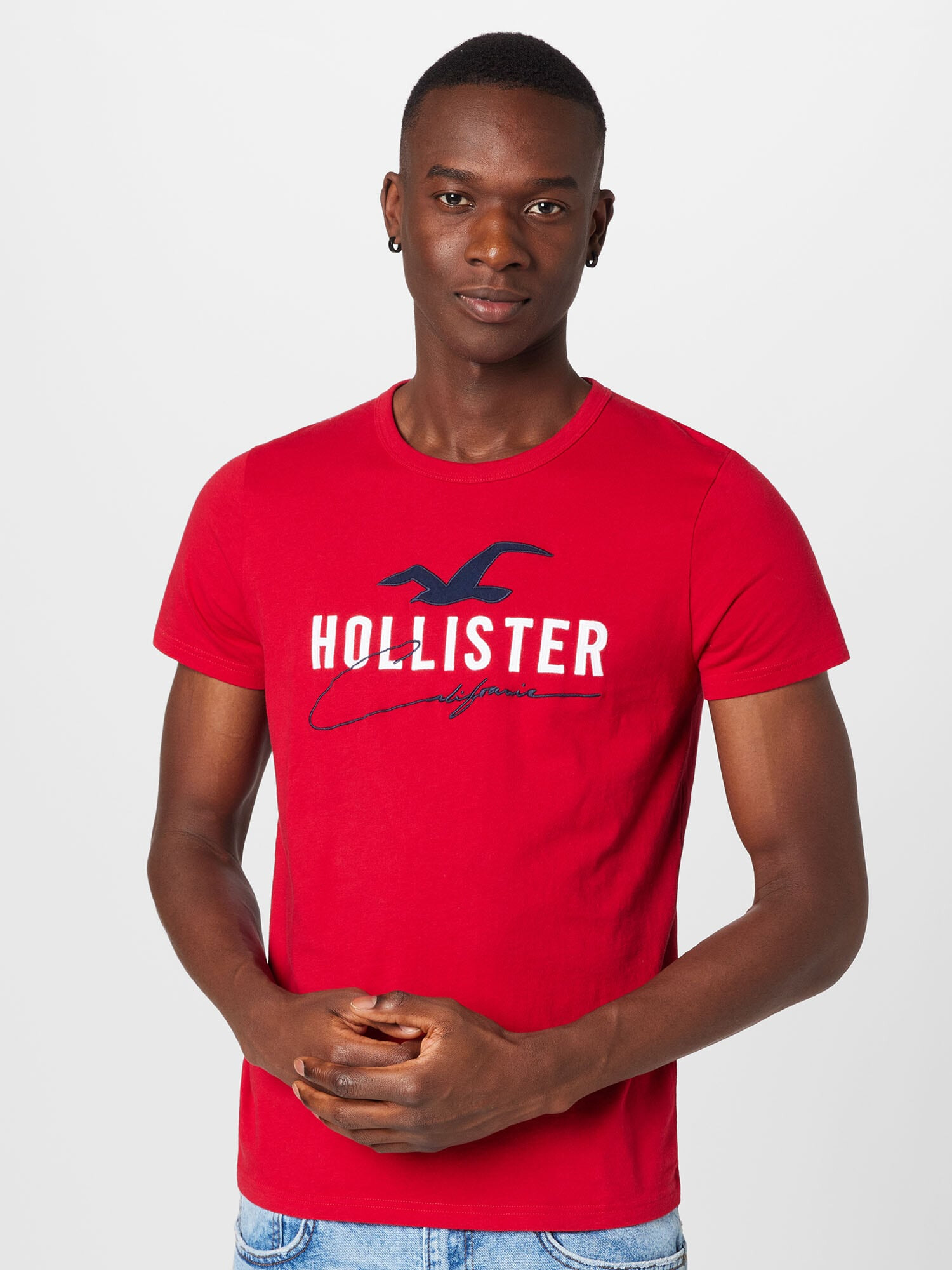 HOLLISTER Majica nočno modra / rdeča / bela - Pepit.si