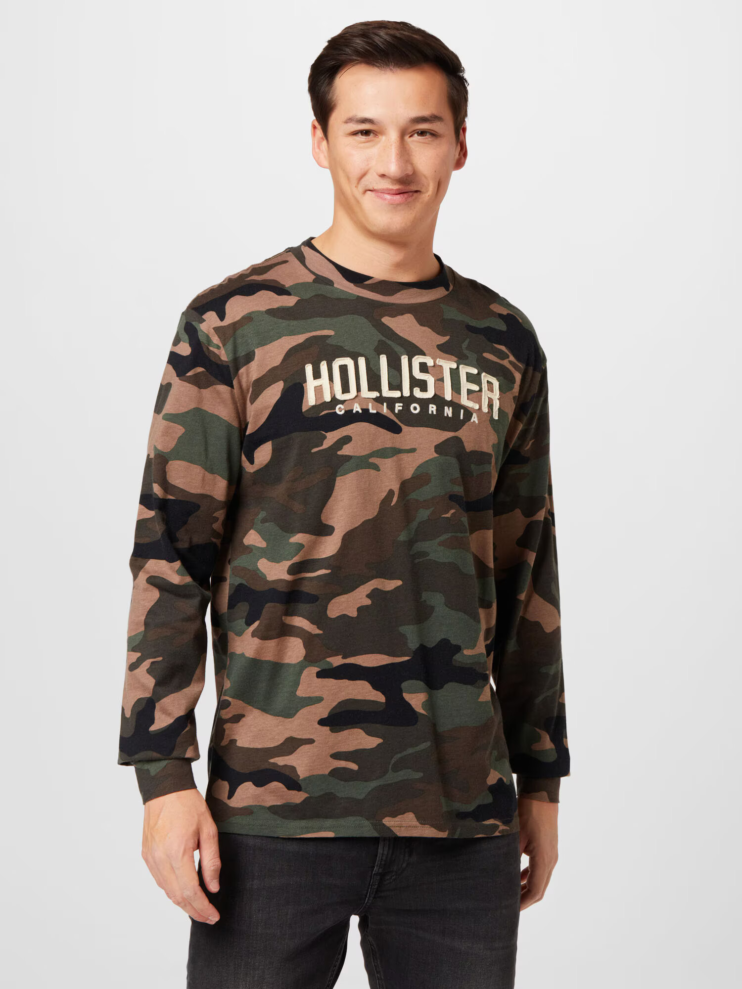 HOLLISTER Majica rjava / kaki / travnato zelena / bela - Pepit.si