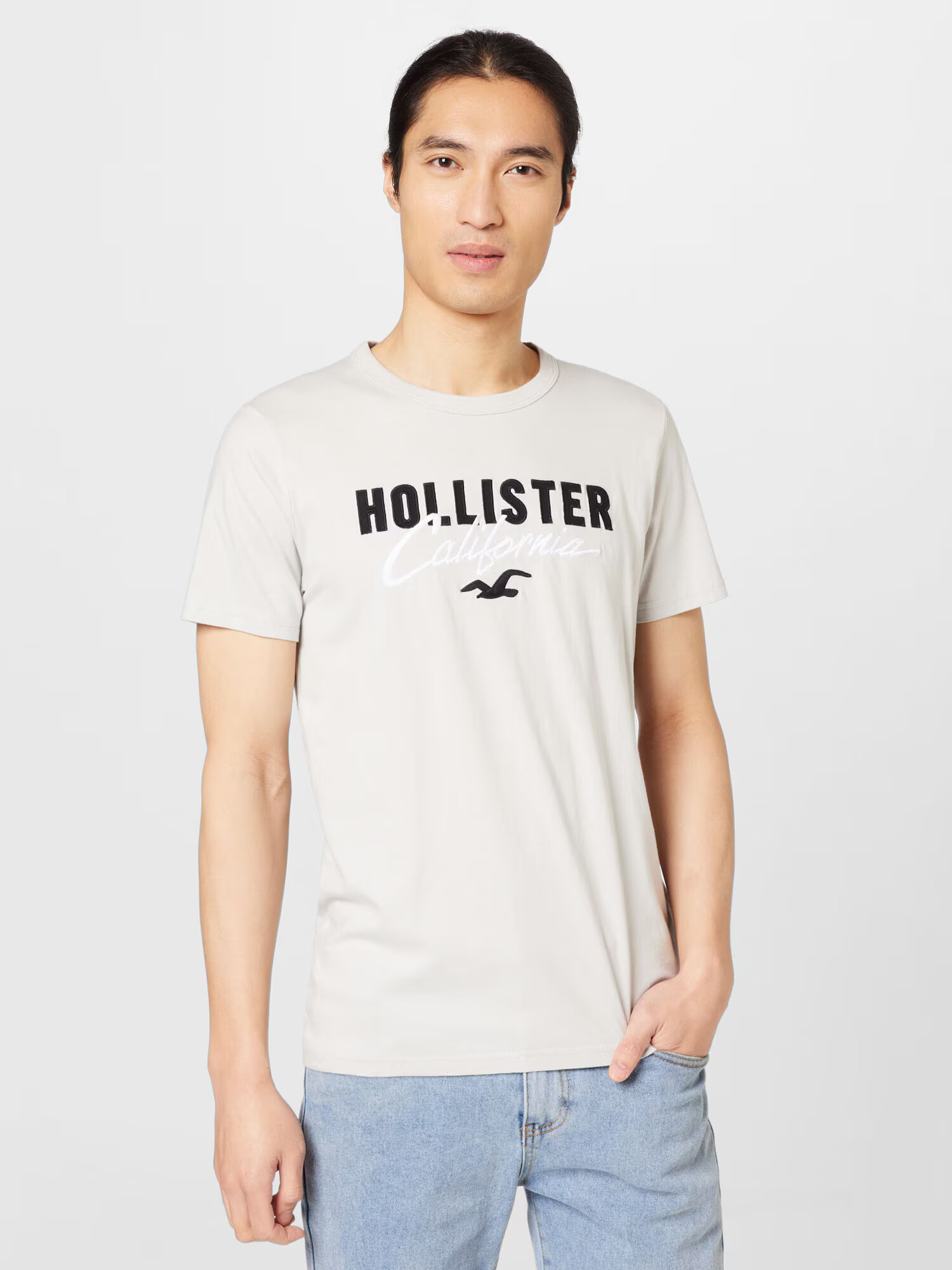 HOLLISTER Majica siva / črna / bela - Pepit.si