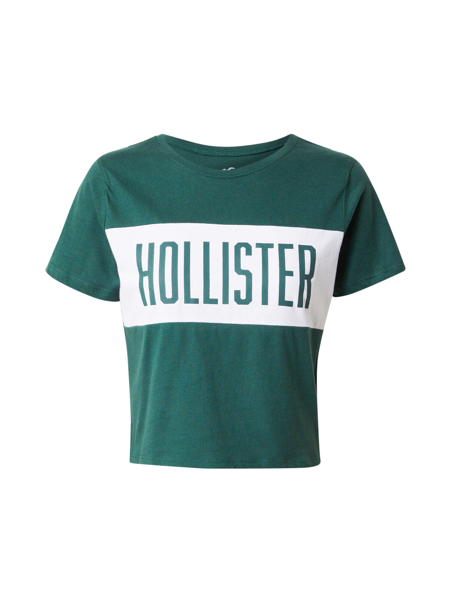 HOLLISTER Majica smaragd / bela - Pepit.si