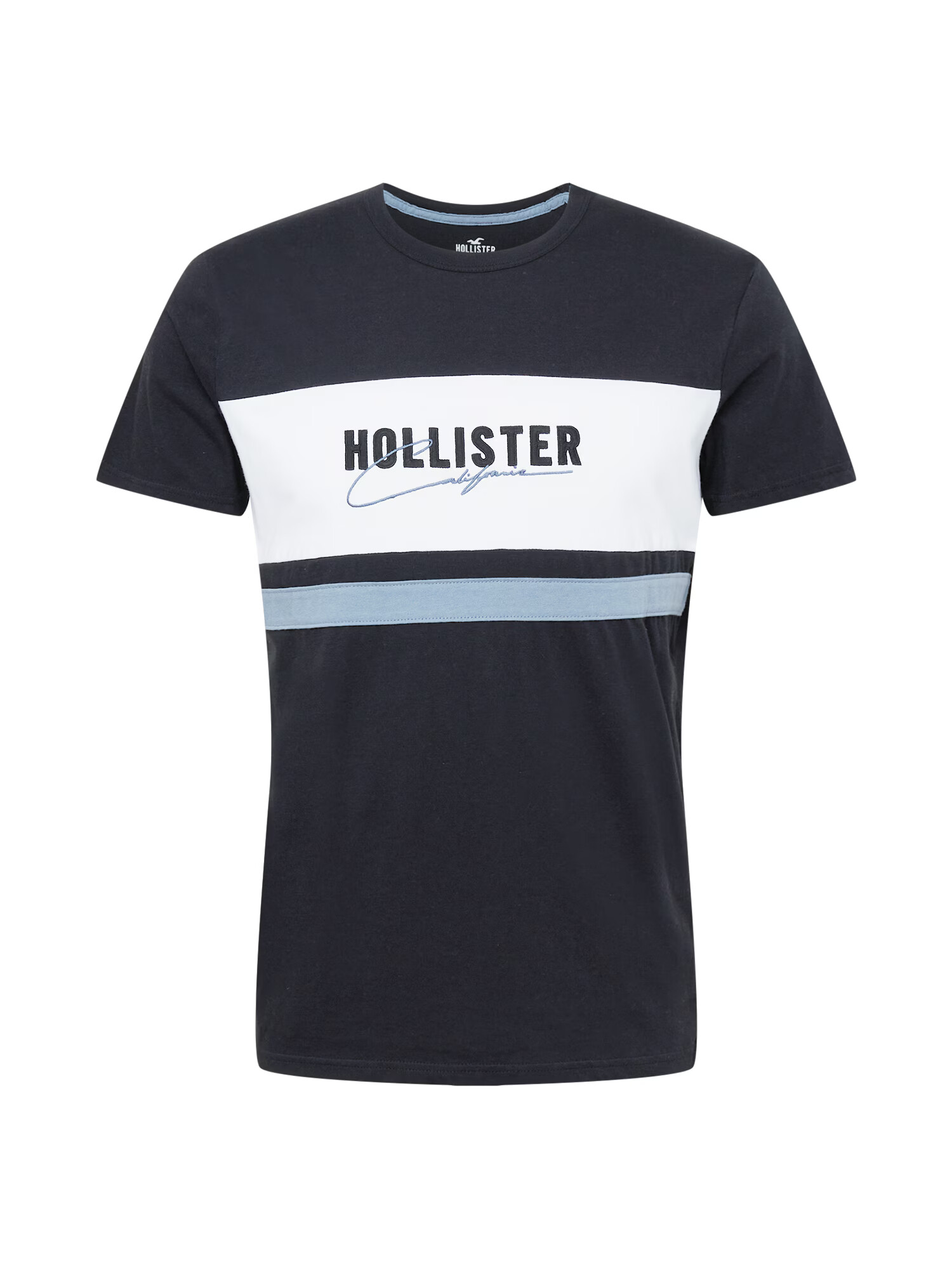 HOLLISTER Majica svetlo modra / črna / bela - Pepit.si