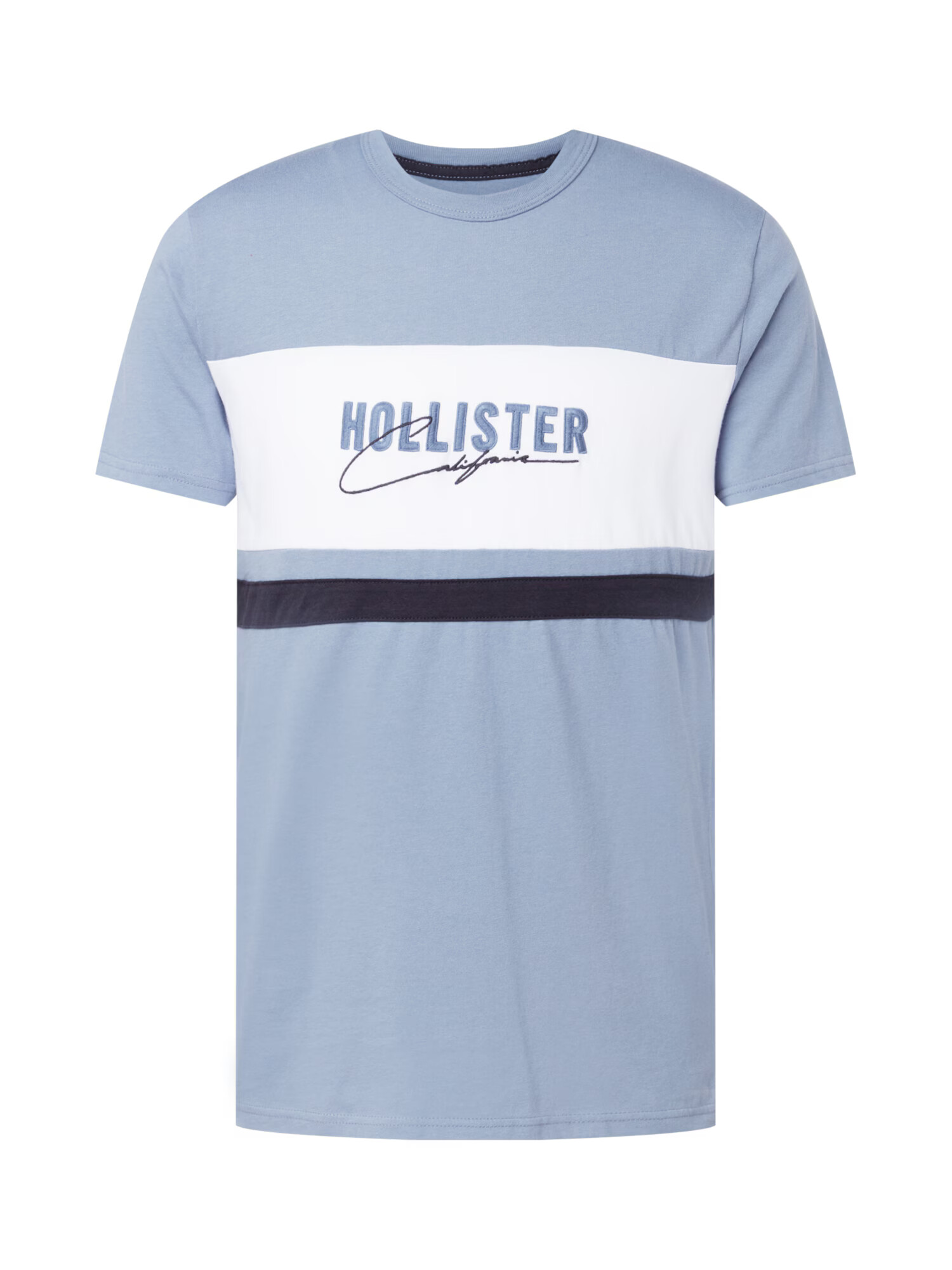 HOLLISTER Majica svetlo modra / temno modra / bela - Pepit.si