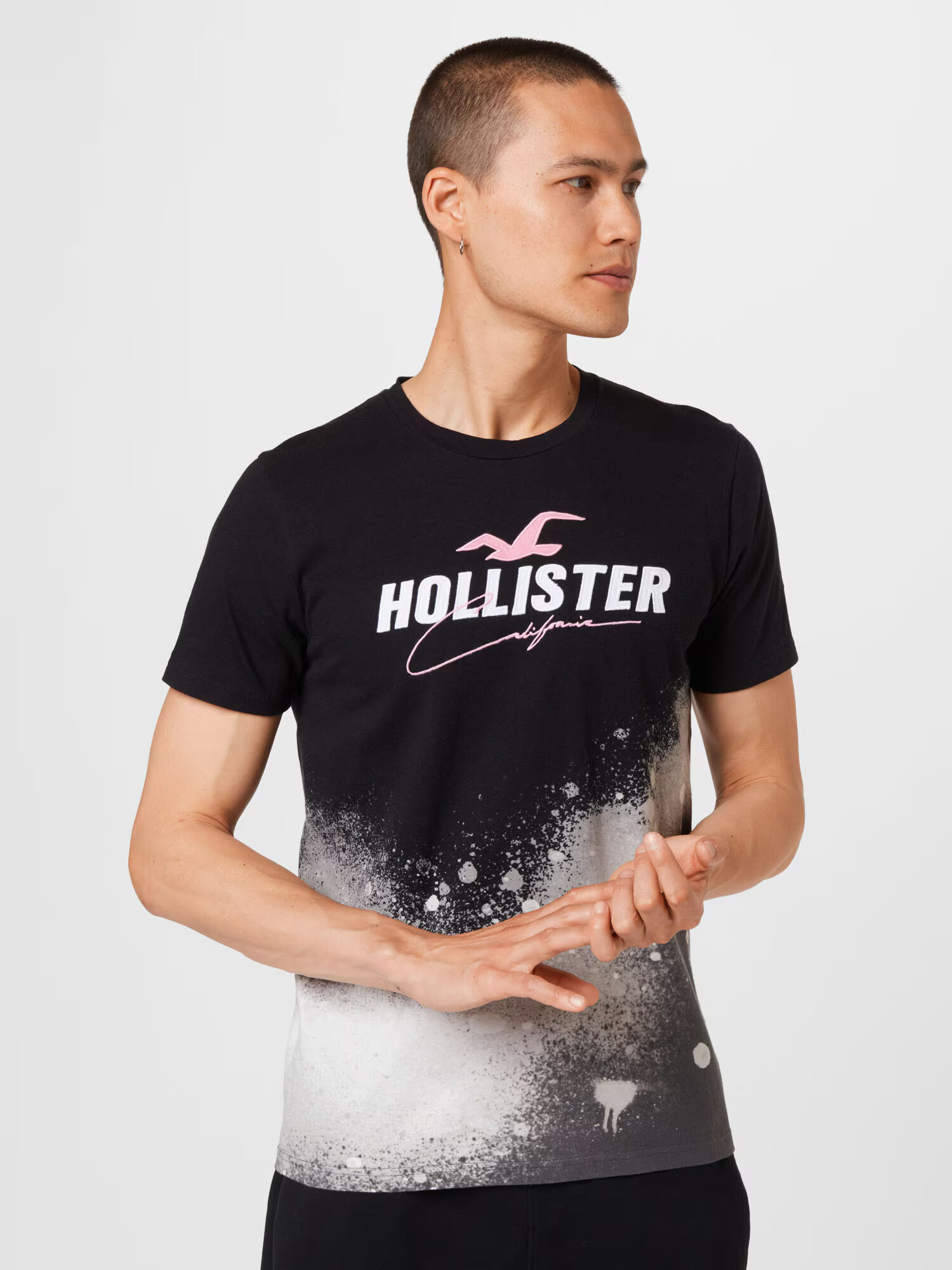 HOLLISTER Majica svetlo siva / svetlo roza / črna / bela - Pepit.si