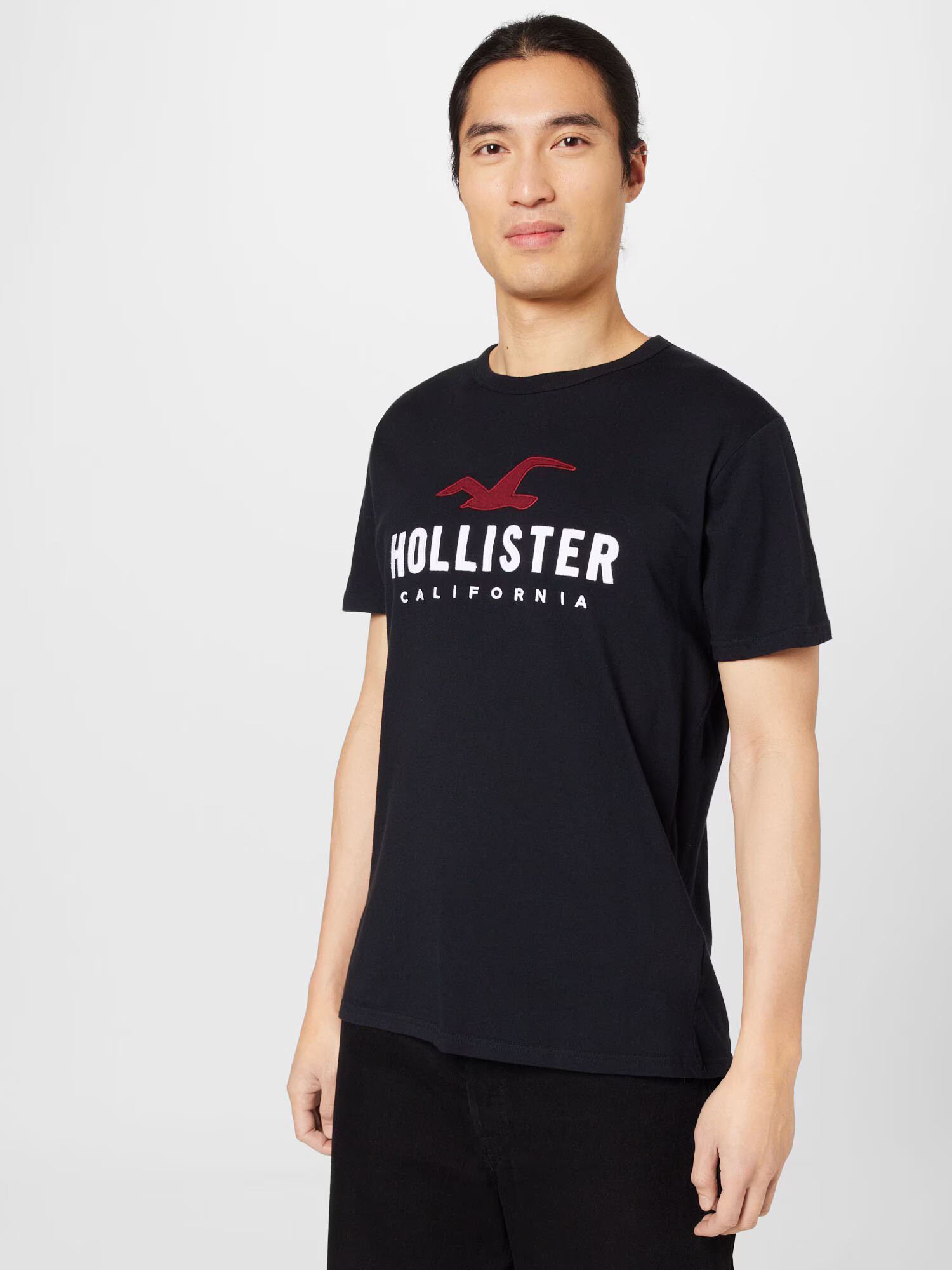 HOLLISTER Majica temno rdeča / črna / bela - Pepit.si