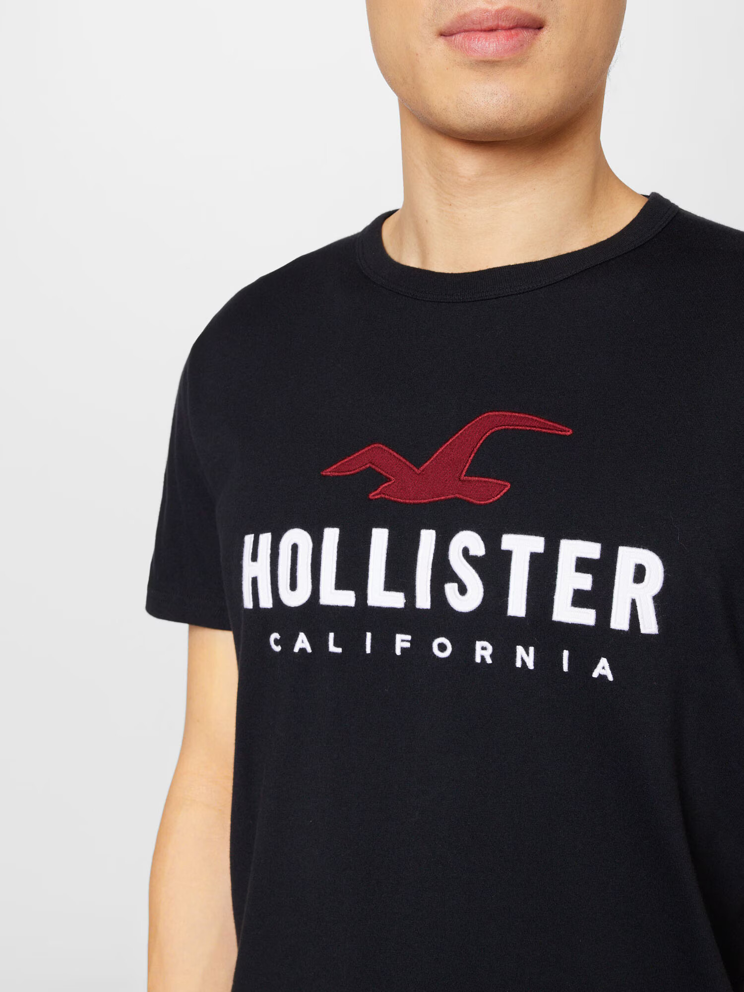 HOLLISTER Majica temno rdeča / črna / bela - Pepit.si