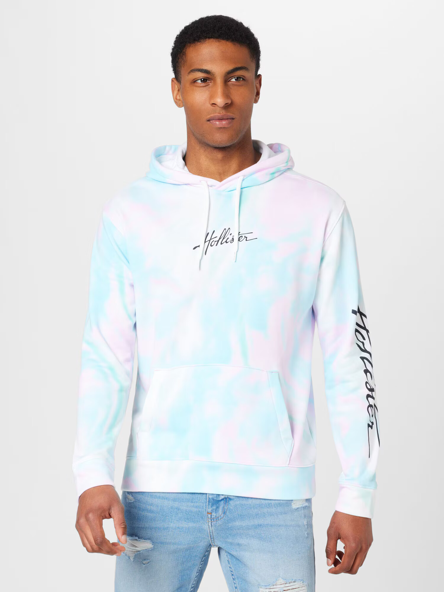 HOLLISTER Majica voda / pastelno roza / bela - Pepit.si