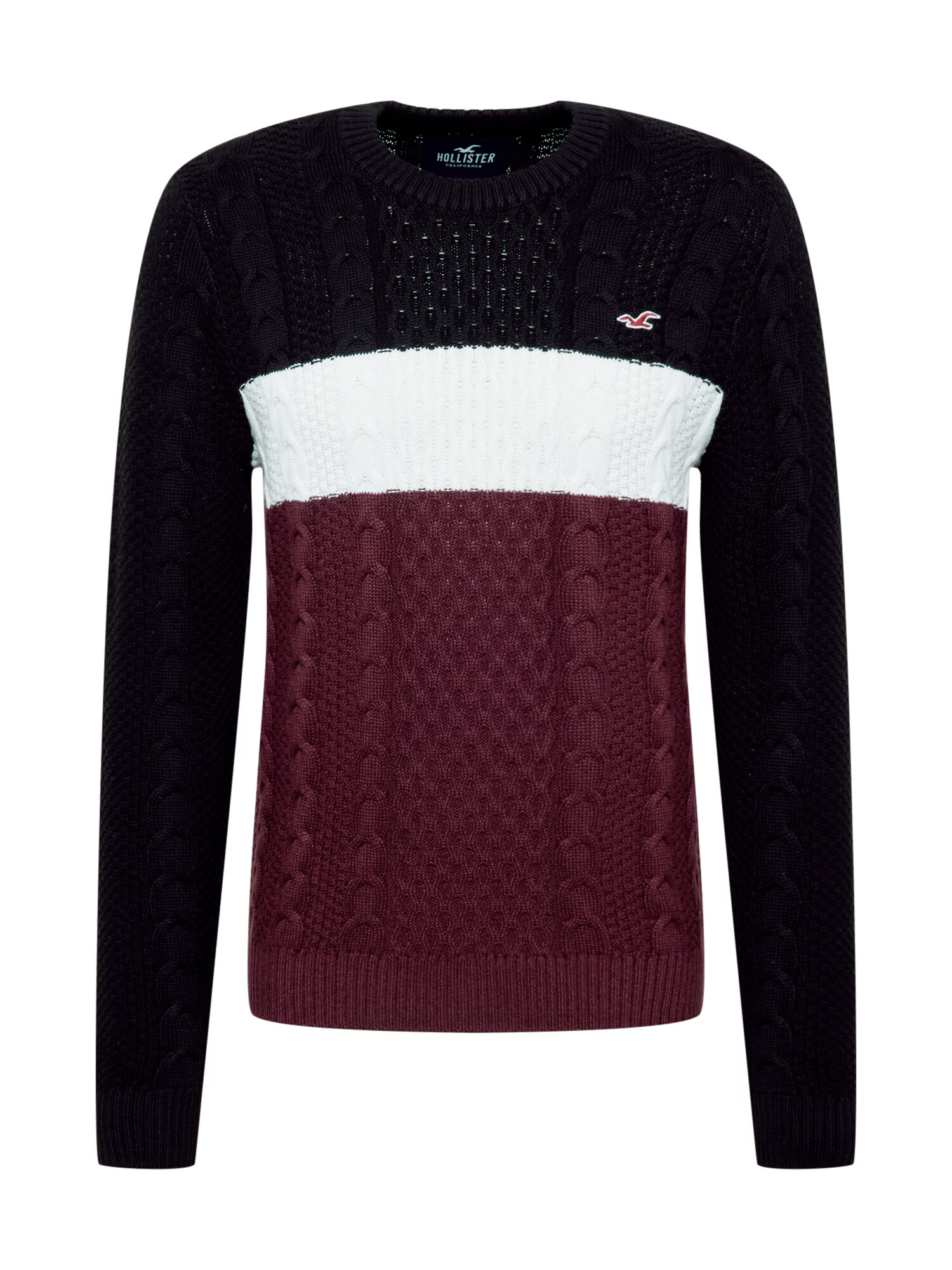 HOLLISTER Pulover bordo / črna / bela - Pepit.si