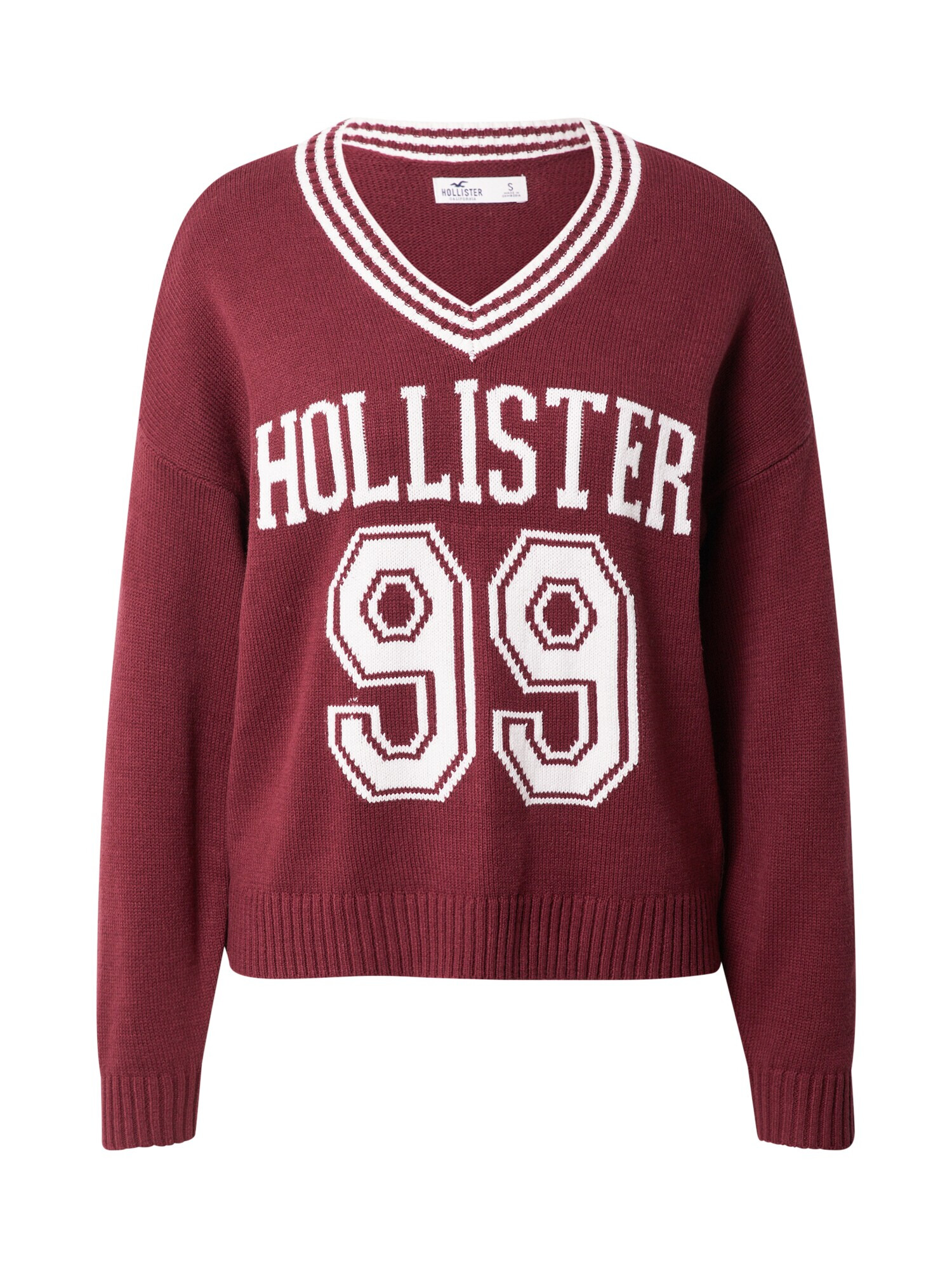 HOLLISTER Pulover burgund / bela - Pepit.si