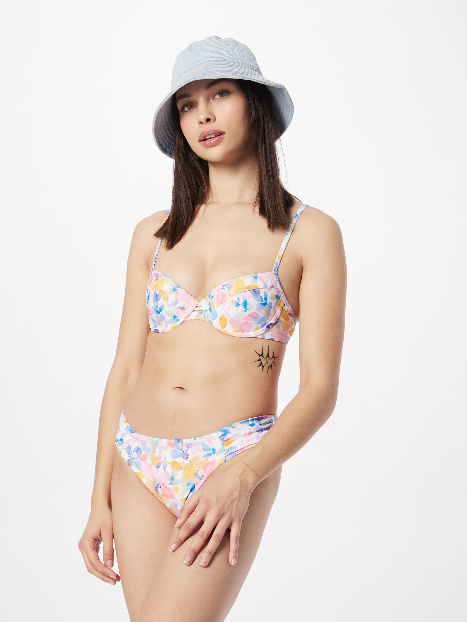 Hunkemöller Bikini hlačke 'Palma Rio' neonsko modra / oranžna / roza / bela - Pepit.si