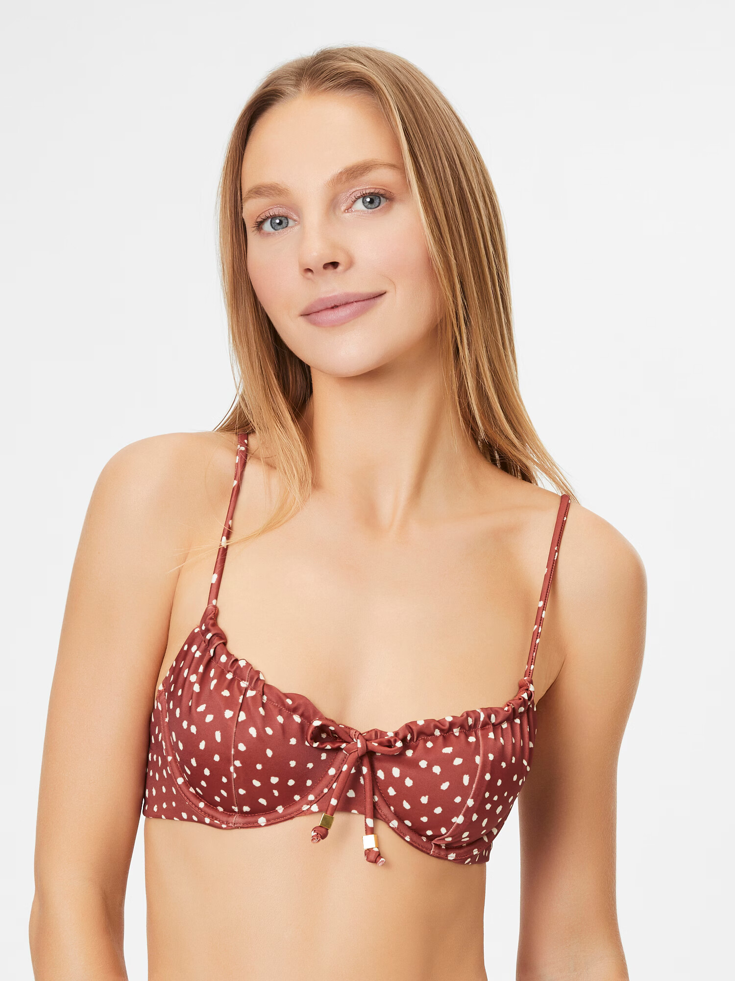 Hunkemöller Bikini zgornji del 'Ari' rjava / bela - Pepit.si