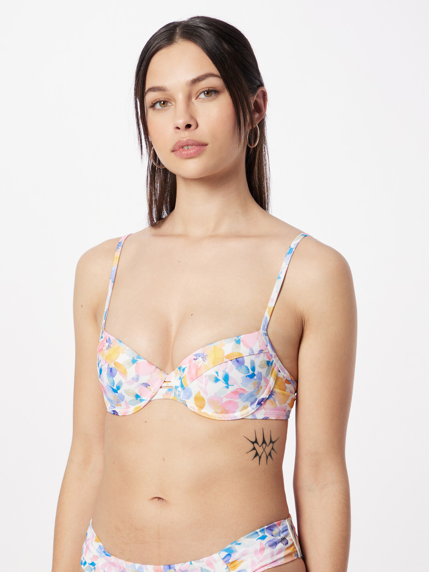 Hunkemöller Bikini zgornji del 'Palma' svetlo modra / rumena / roza / bela - Pepit.si