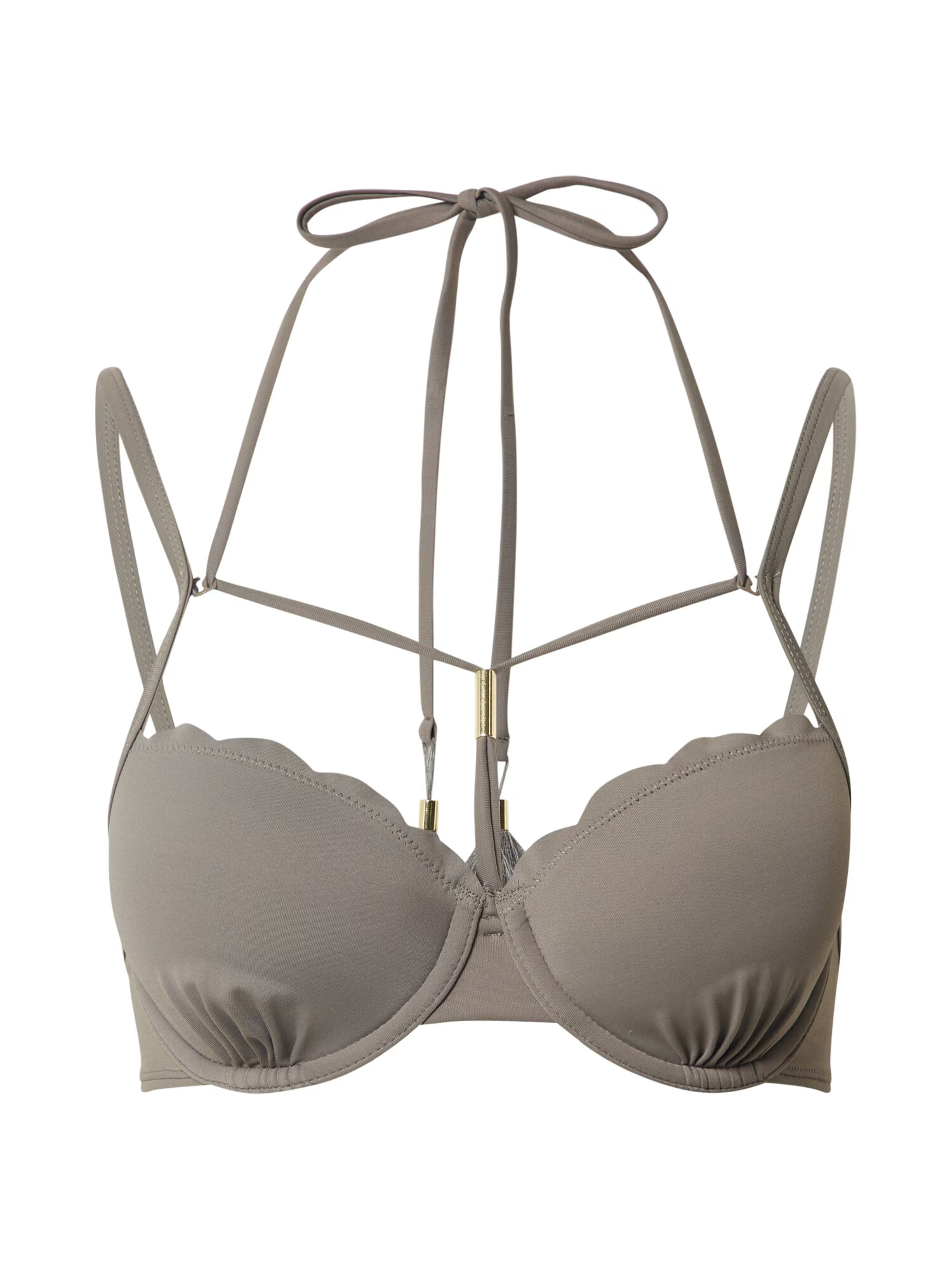 Hunkemöller Bikinitop 'Scallop' temno siva / temno bež - Pepit.si