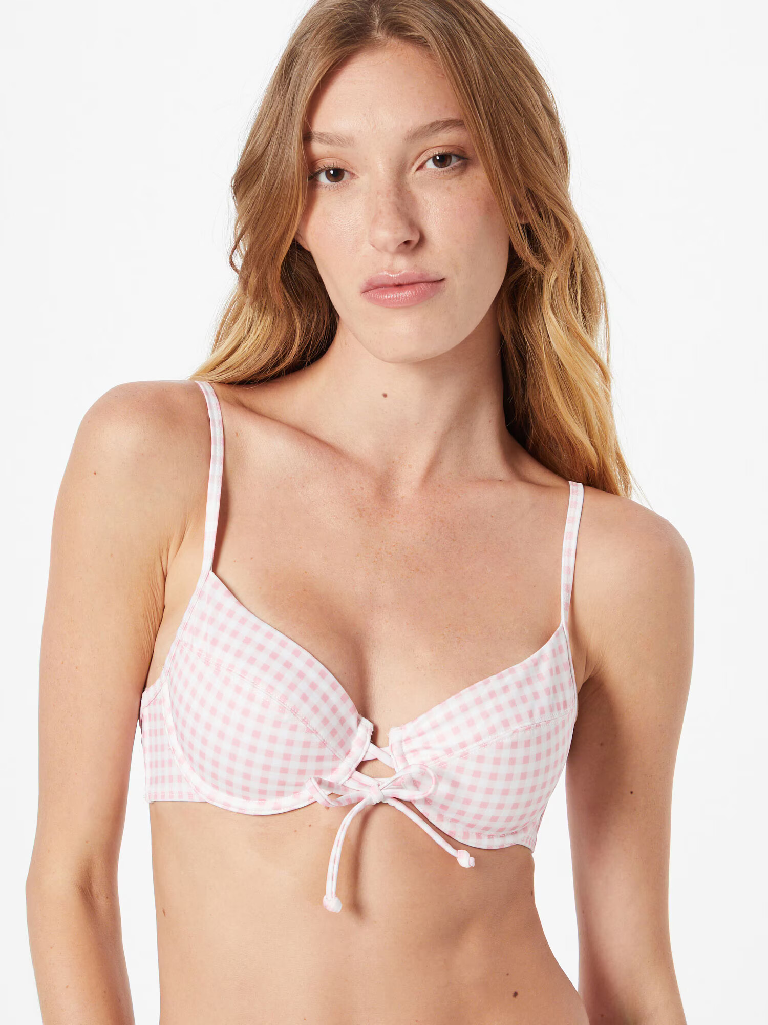 Hunkemöller Bikini zgornji del svetlo roza / bela - Pepit.si