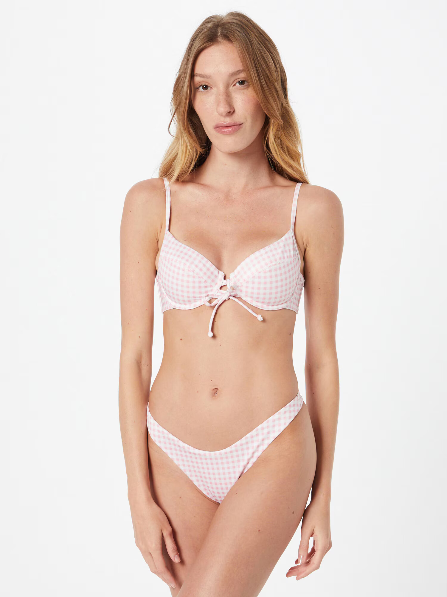 Hunkemöller Bikini zgornji del svetlo roza / bela - Pepit.si