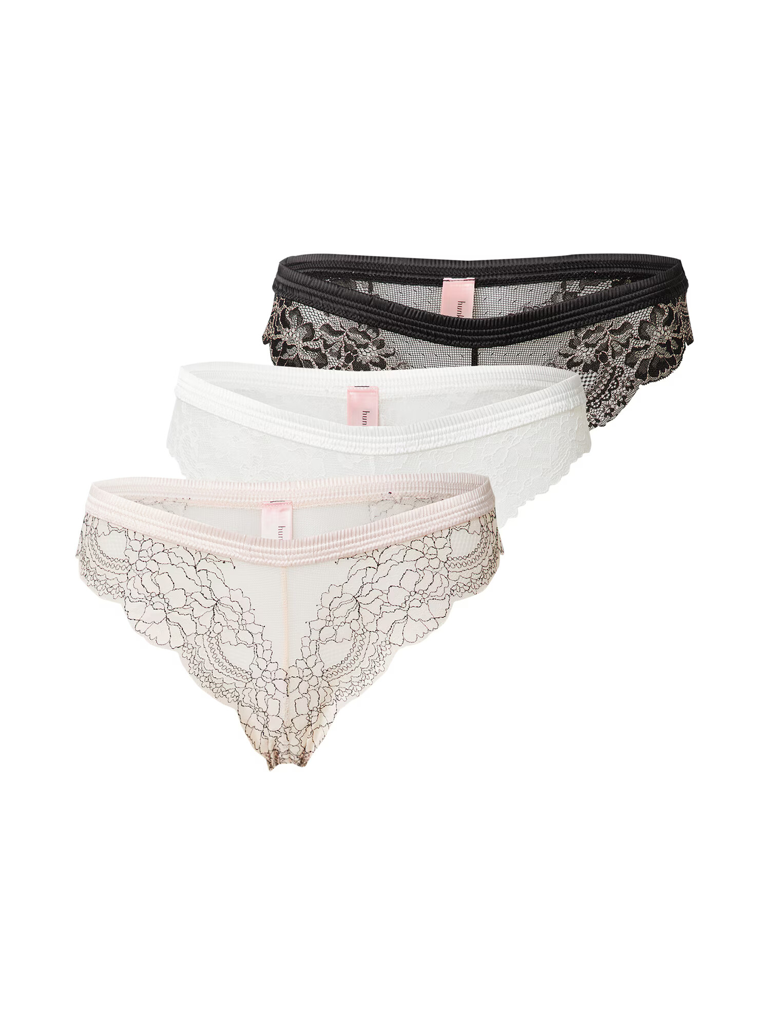 Hunkemöller Spodnje hlačke pastelno roza / bela / črna - Pepit.si