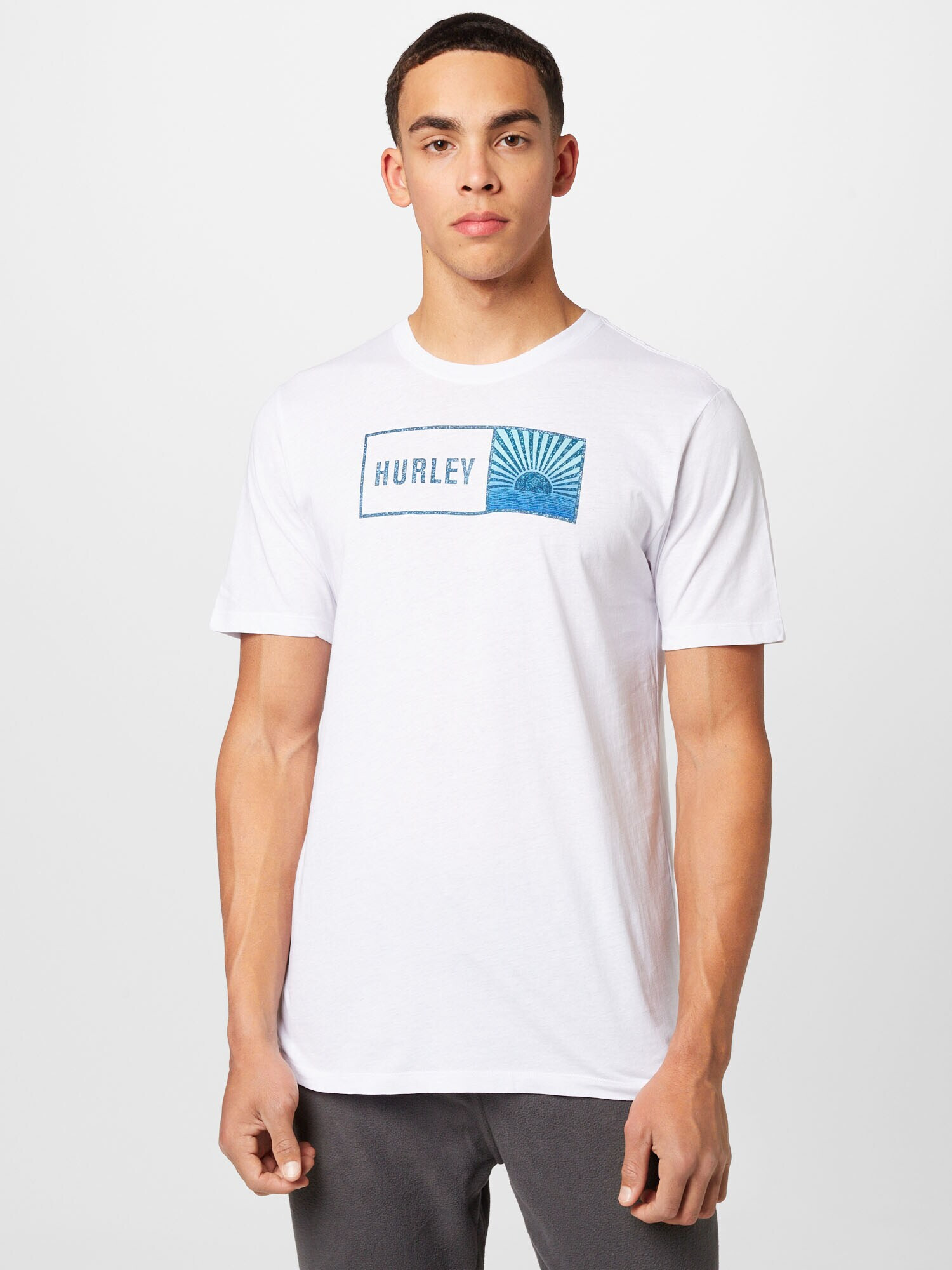 Hurley Funkcionalna majica marine / svetlo modra / bela - Pepit.si