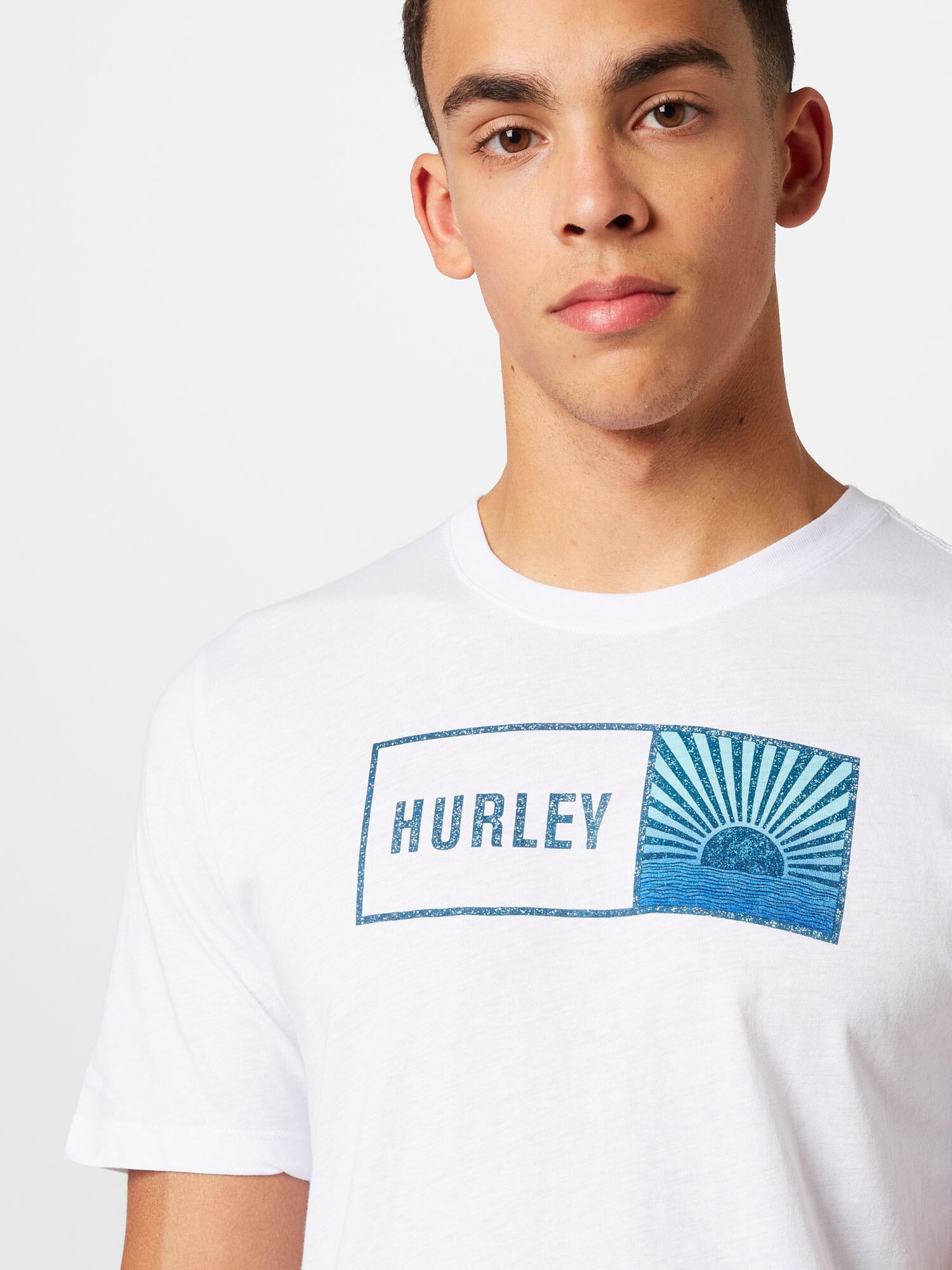 Hurley Funkcionalna majica marine / svetlo modra / bela - Pepit.si