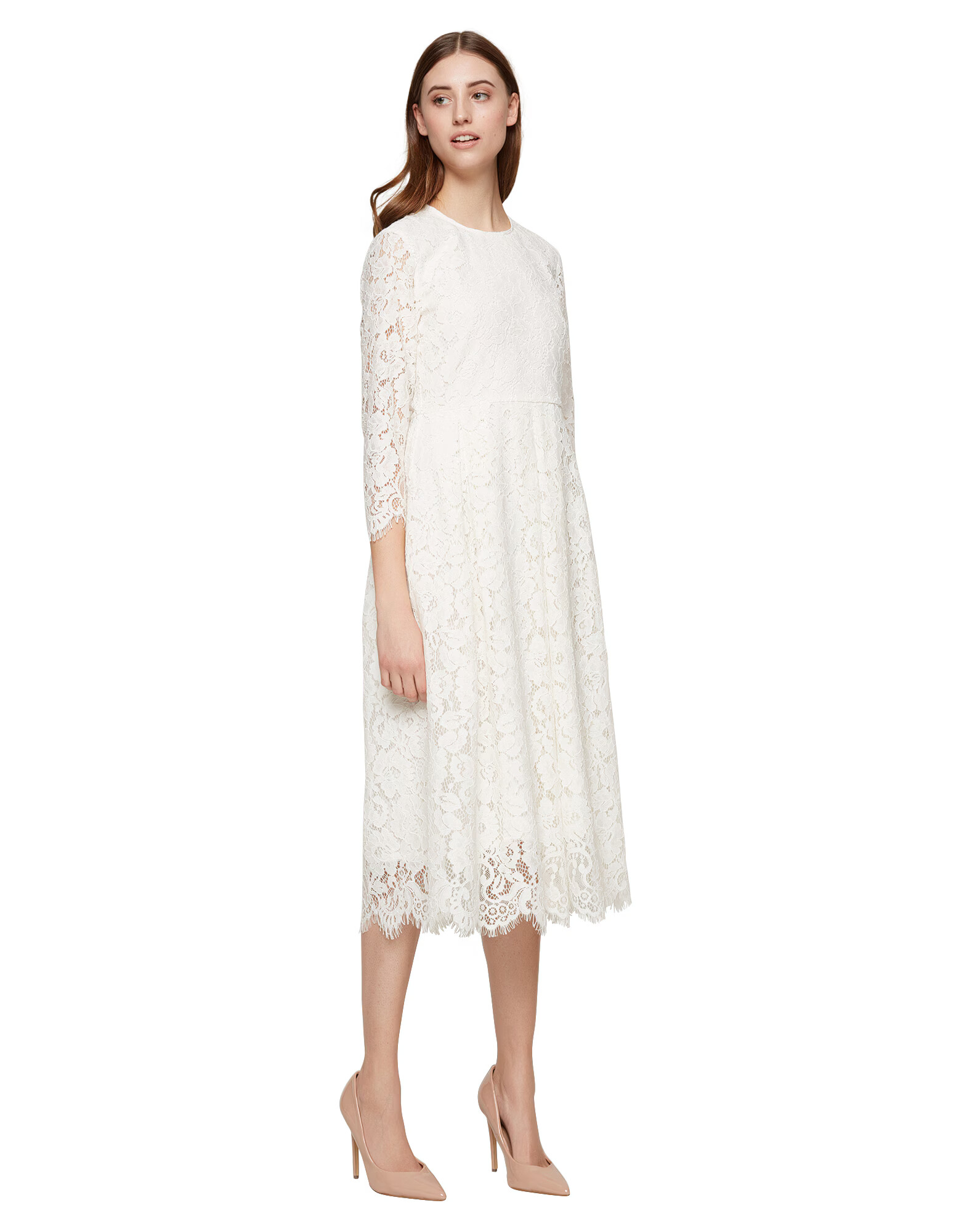 IVY OAK Obleka 'Lace Dress Fit And Flair' bela - Pepit.si