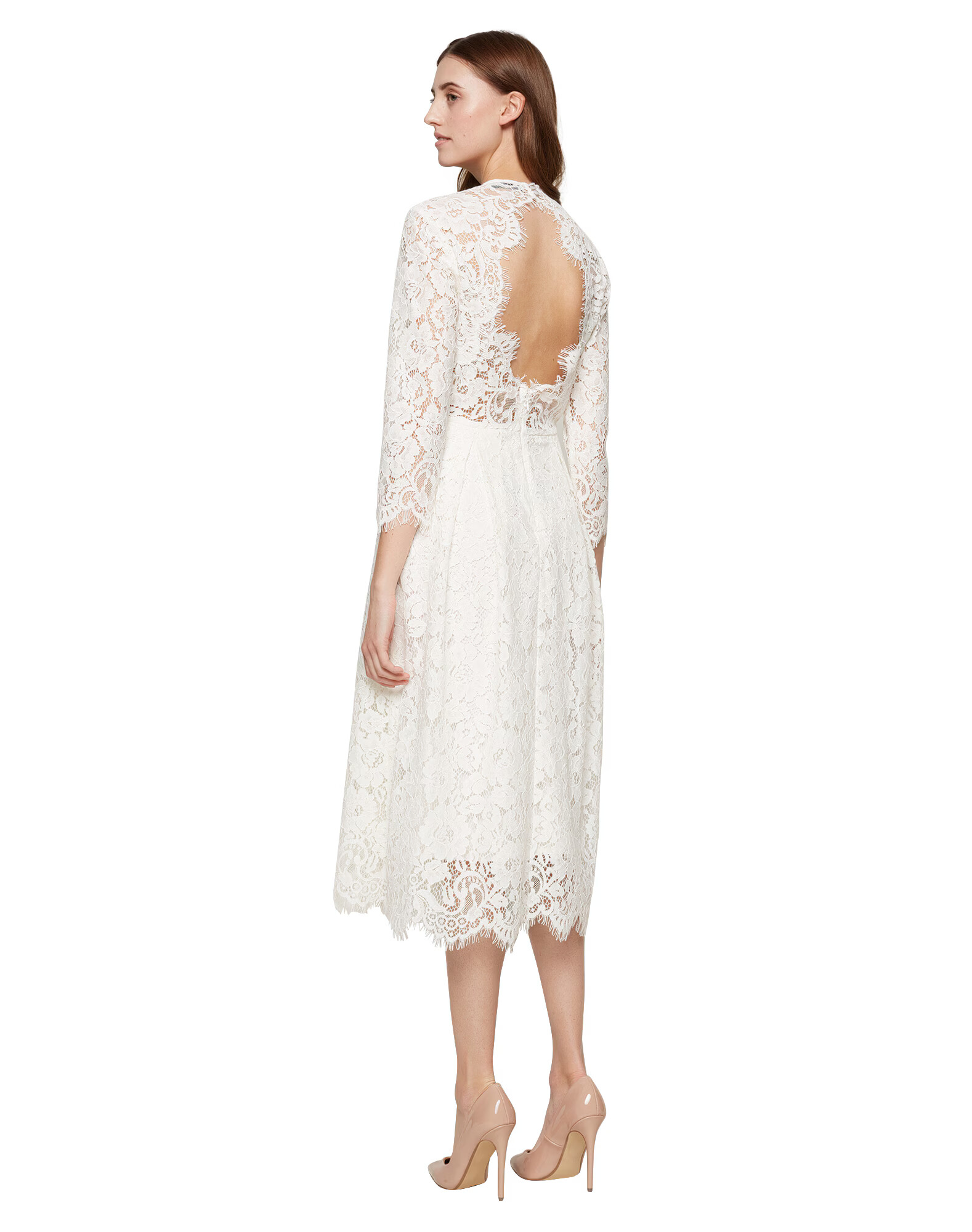 IVY OAK Obleka 'Lace Dress Fit And Flair' bela - Pepit.si