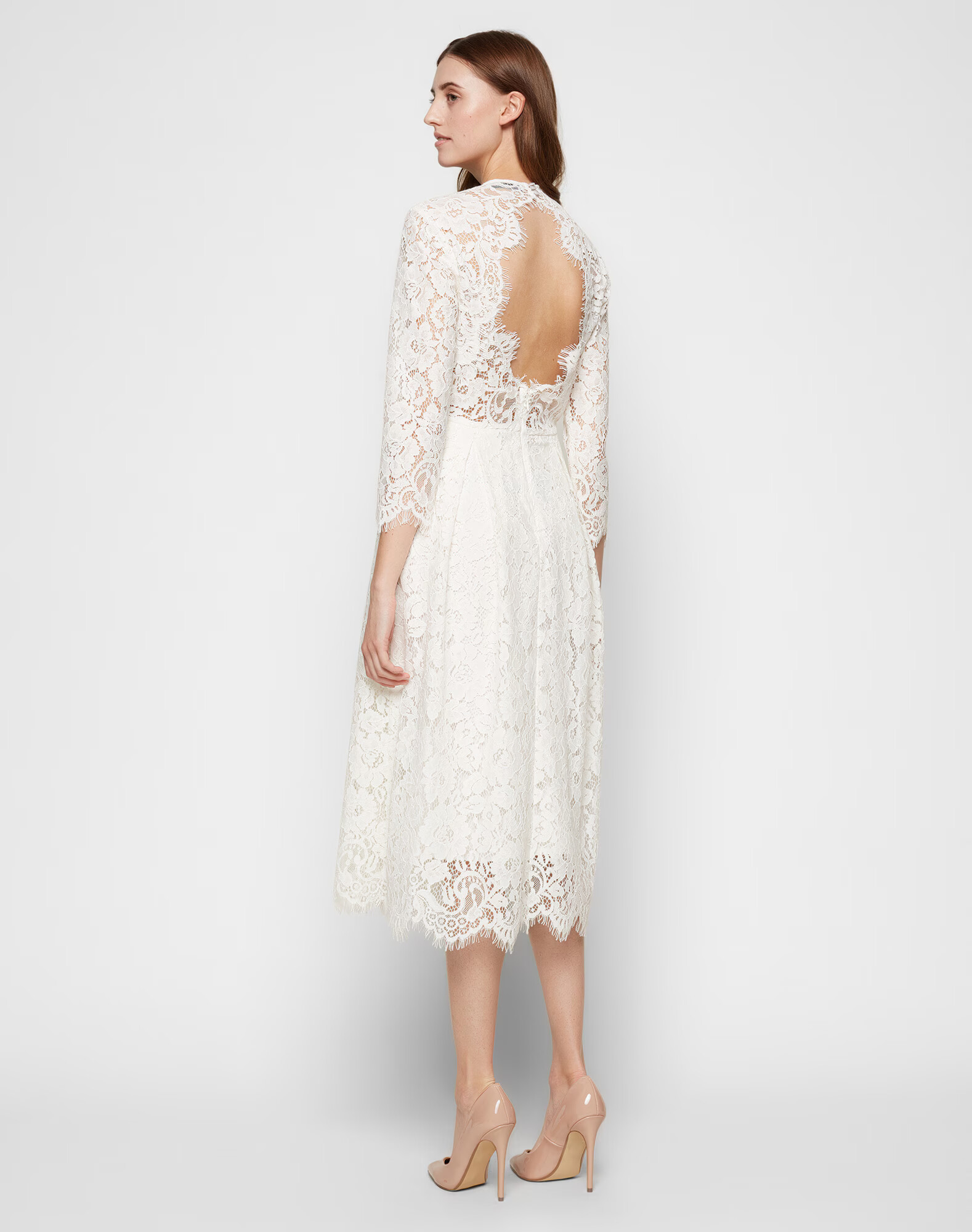 IVY OAK Obleka 'Lace Dress Fit And Flair' bela - Pepit.si