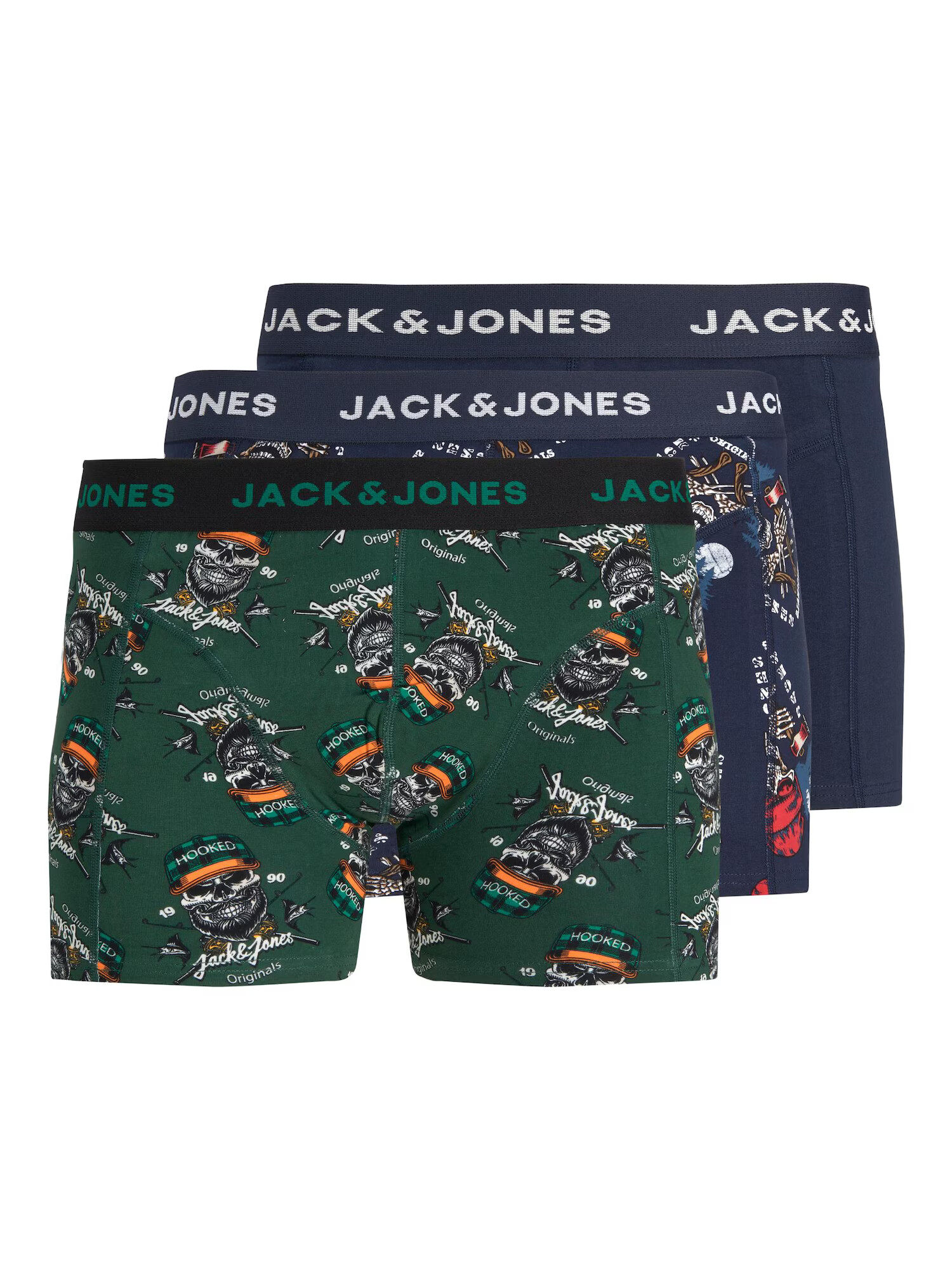 JACK & JONES Boksarice 'CAPTAIN' mornarska / kaki / oranžna / bela - Pepit.si