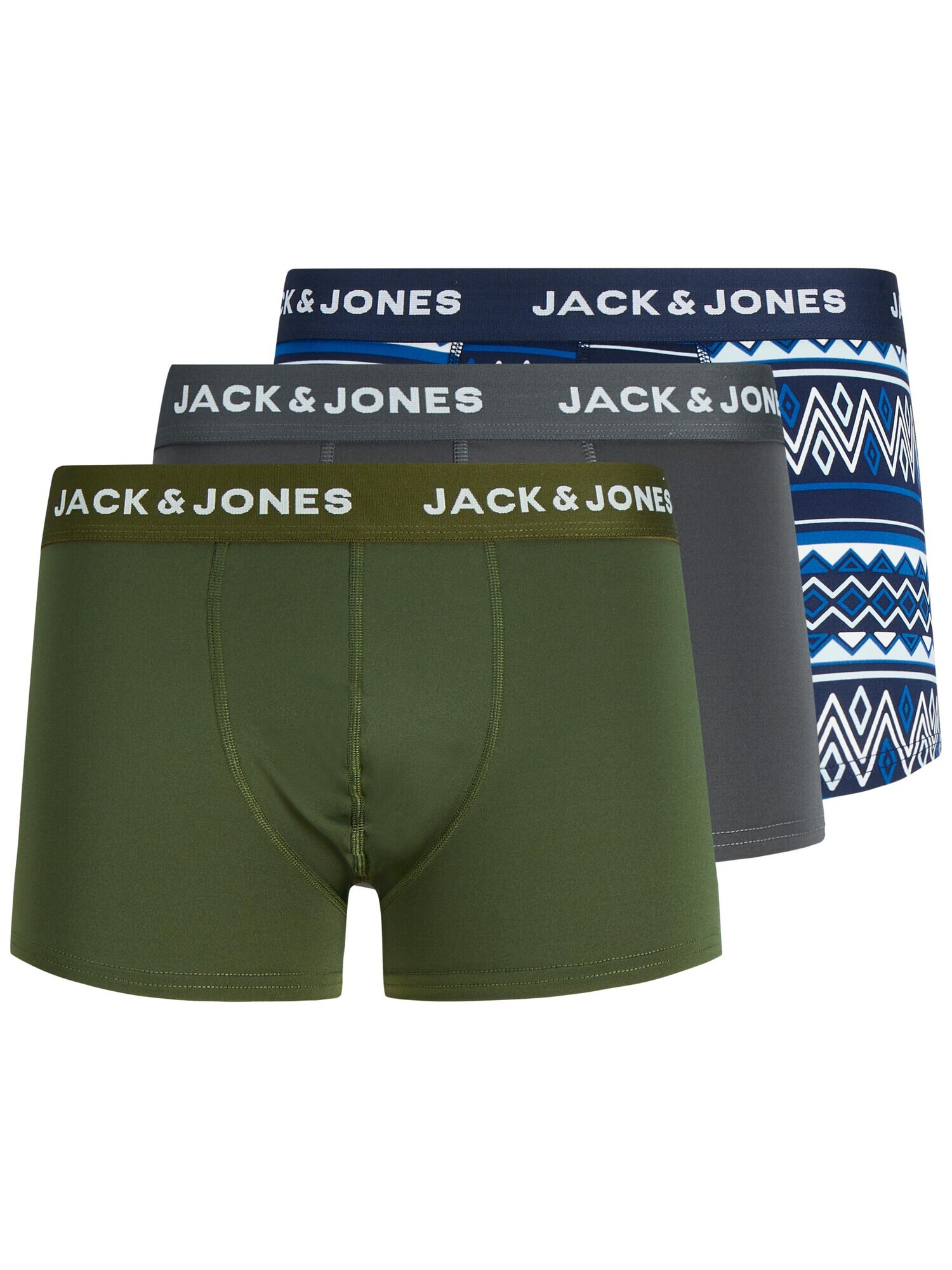 JACK & JONES Boksarice 'Felix' mornarska / oliva / bela / svetlo siva - Pepit.si