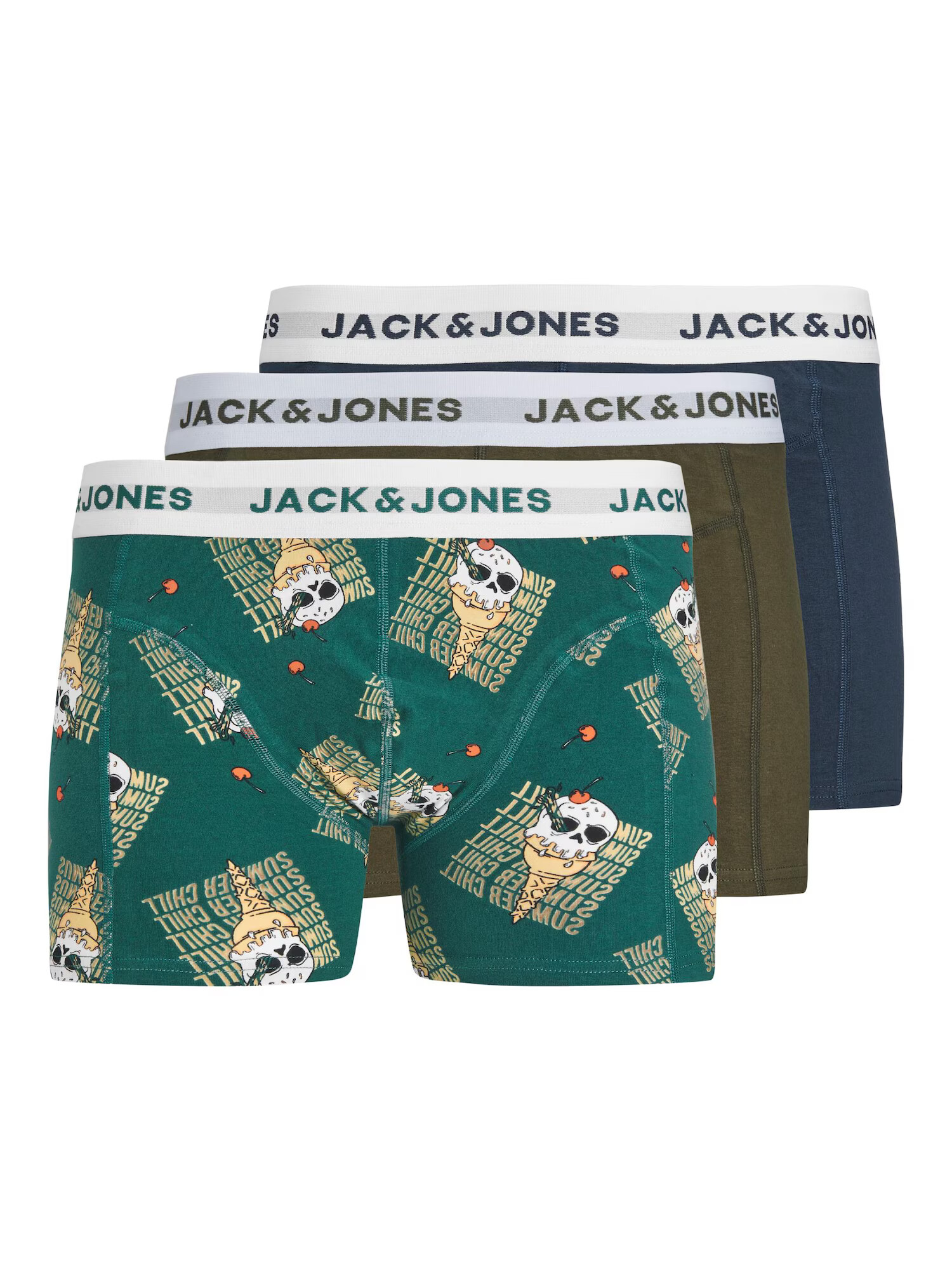 JACK & JONES Boksarice 'ICE' mornarska / zelena / kaki / bela - Pepit.si