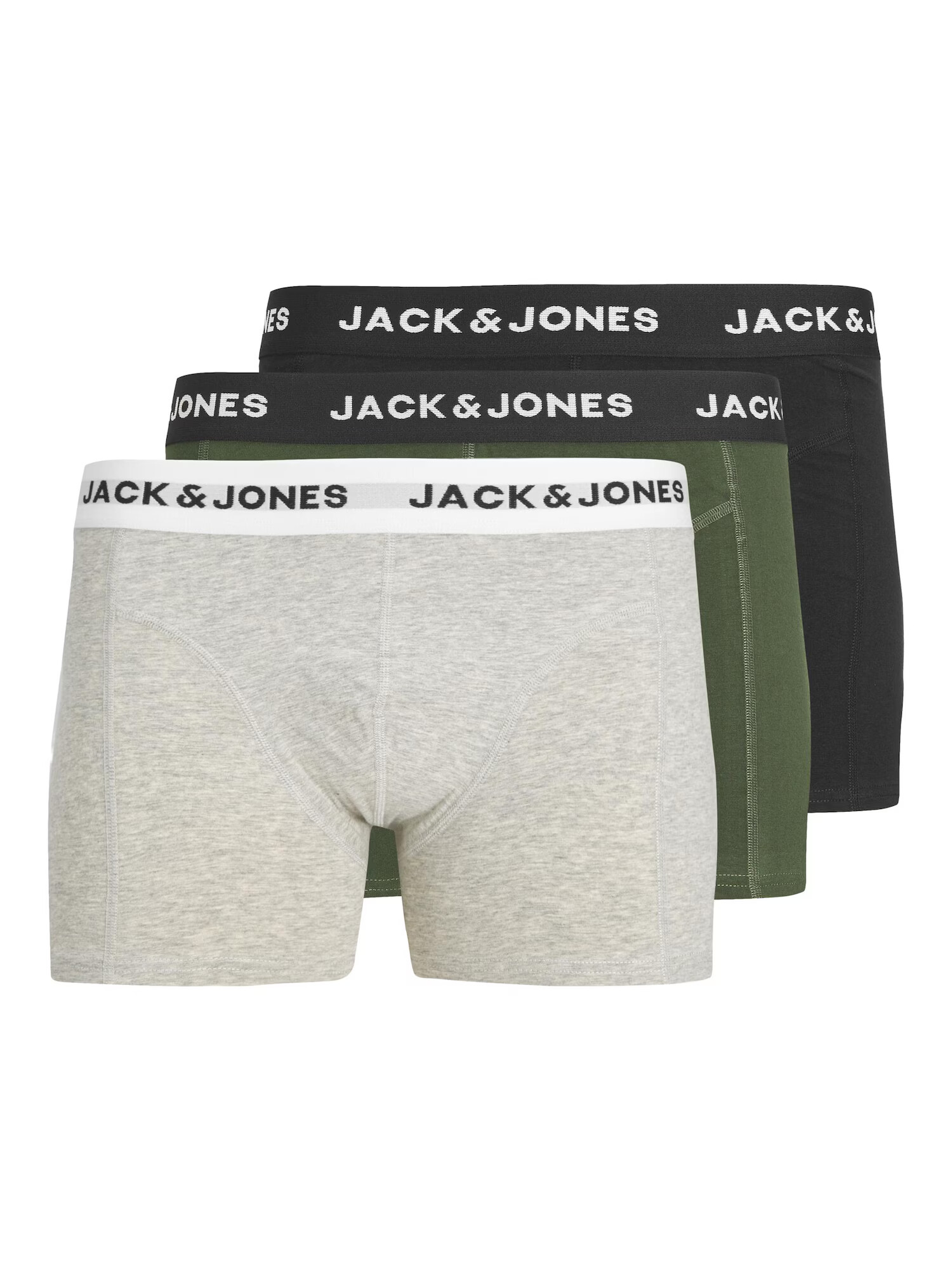 JACK & JONES Boksarice 'JORDAN' svetlo siva / temno zelena / črna - Pepit.si