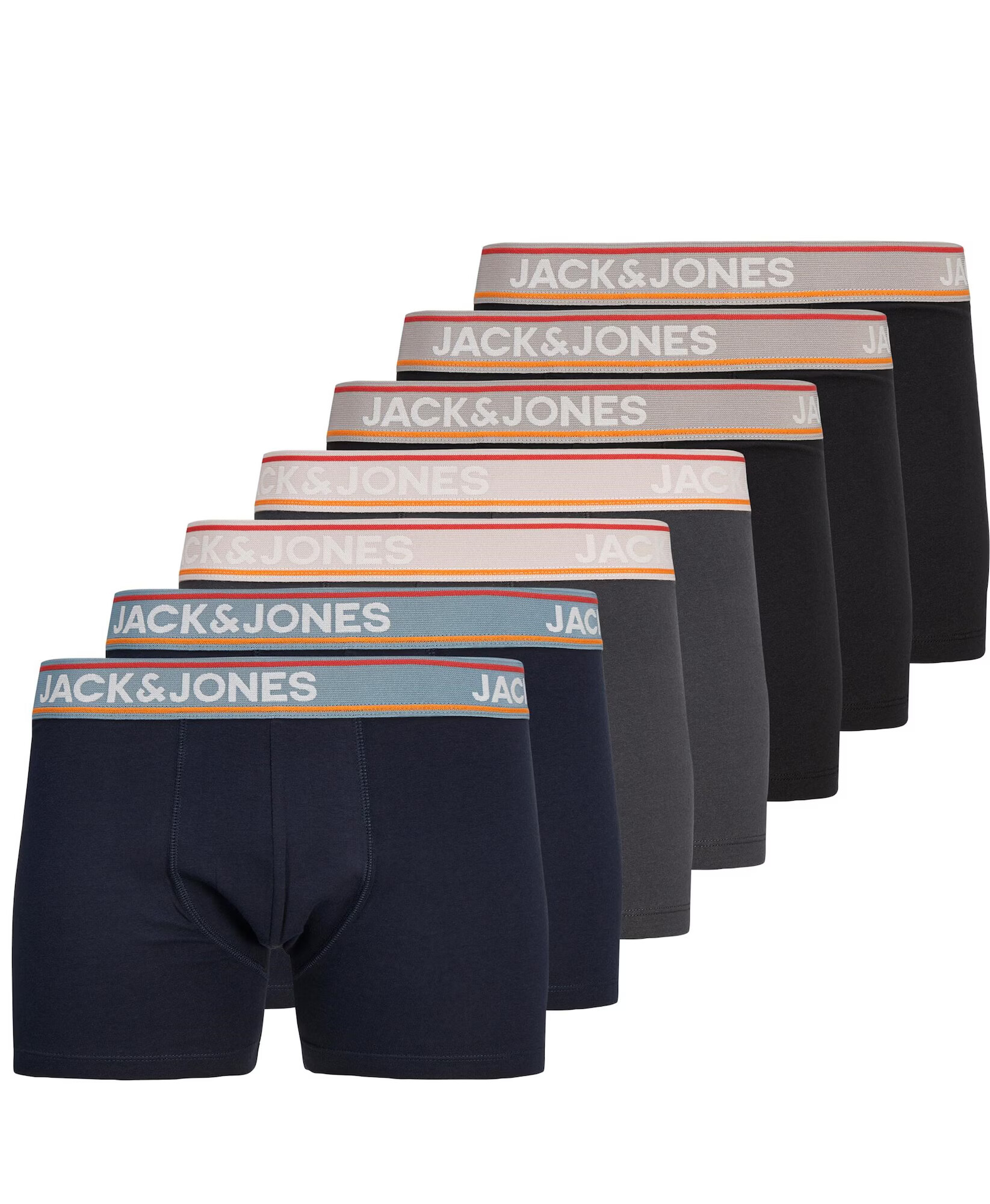 JACK & JONES Boksarice 'KYLO' mornarska / temno siva / oranžno rdeča / črna - Pepit.si