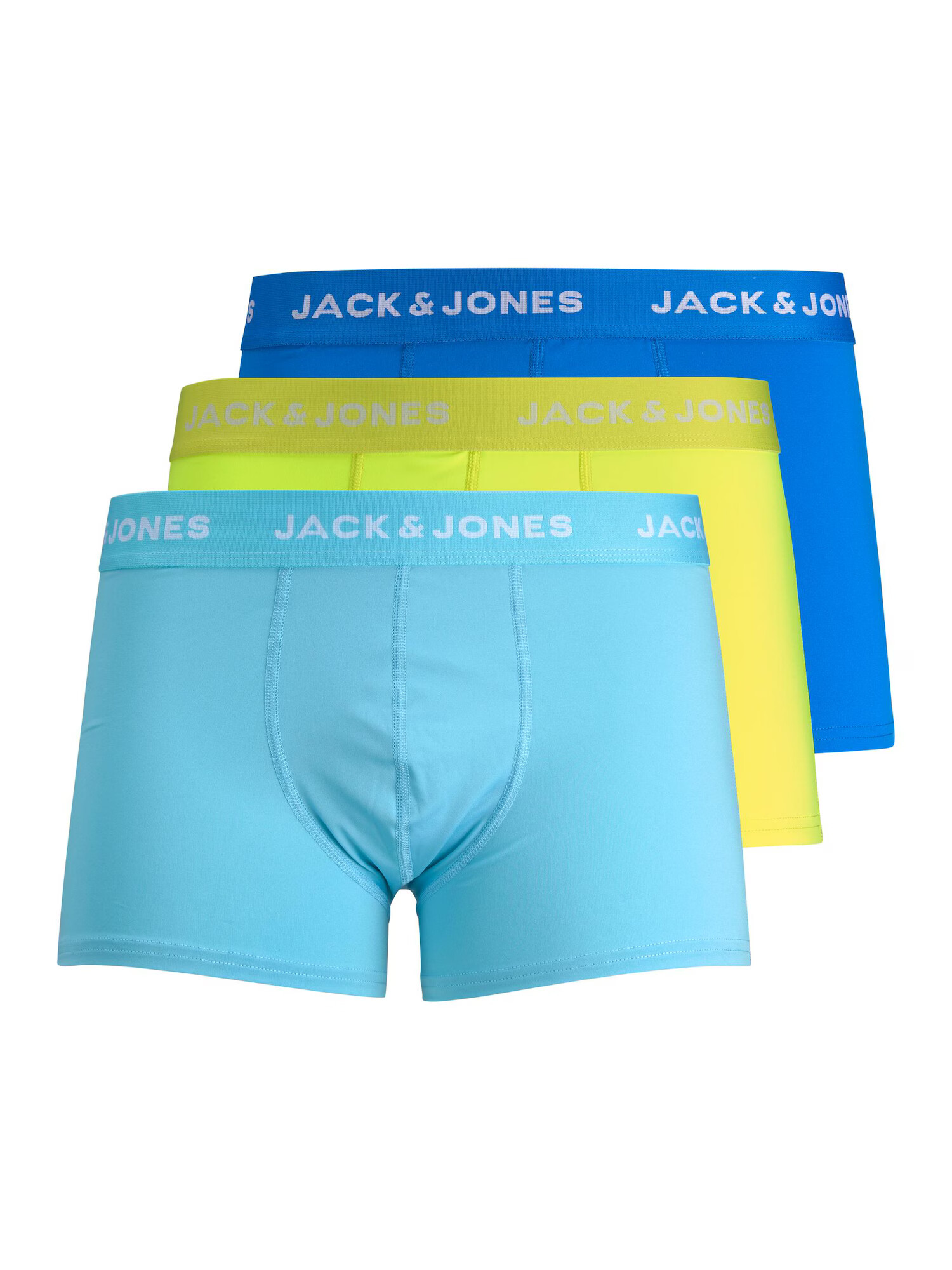 JACK & JONES Boksarice 'MAL' modra / svetlo modra / neonsko rumena / bela - Pepit.si