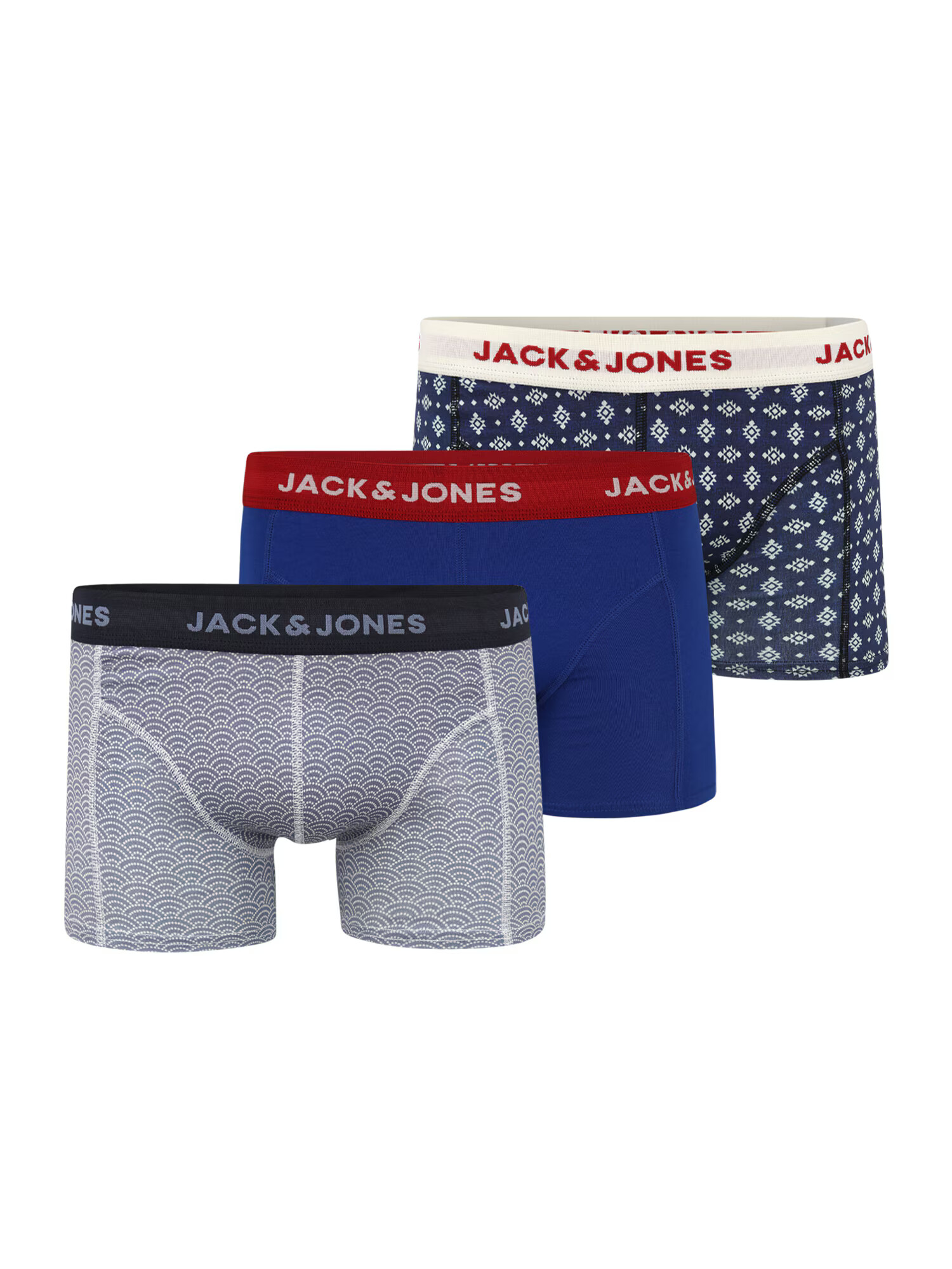 JACK & JONES Boksarice modra / bela / temno rdeča - Pepit.si