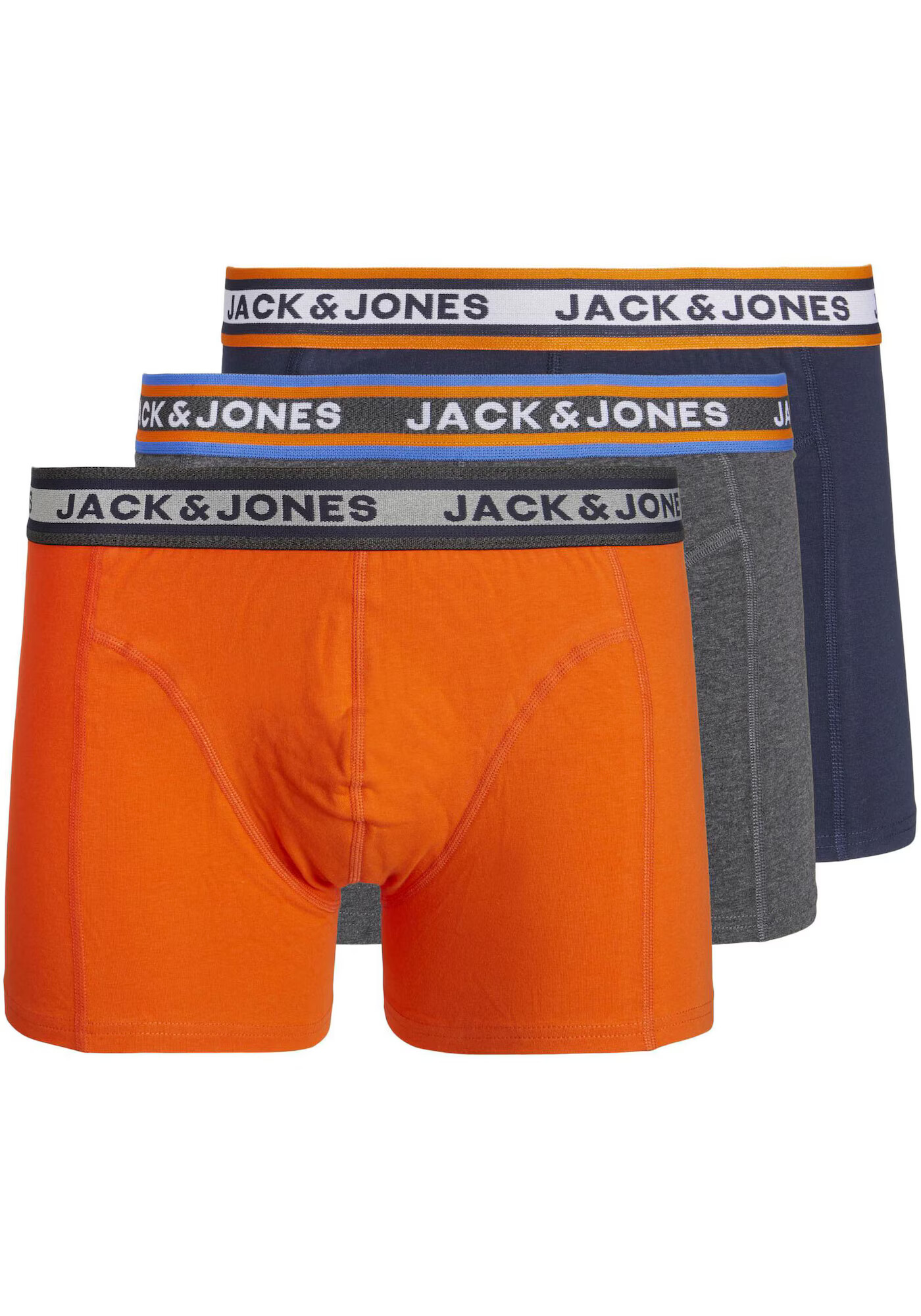 JACK & JONES Boksarice 'MYLE' mornarska / siva / oranžna / bela - Pepit.si