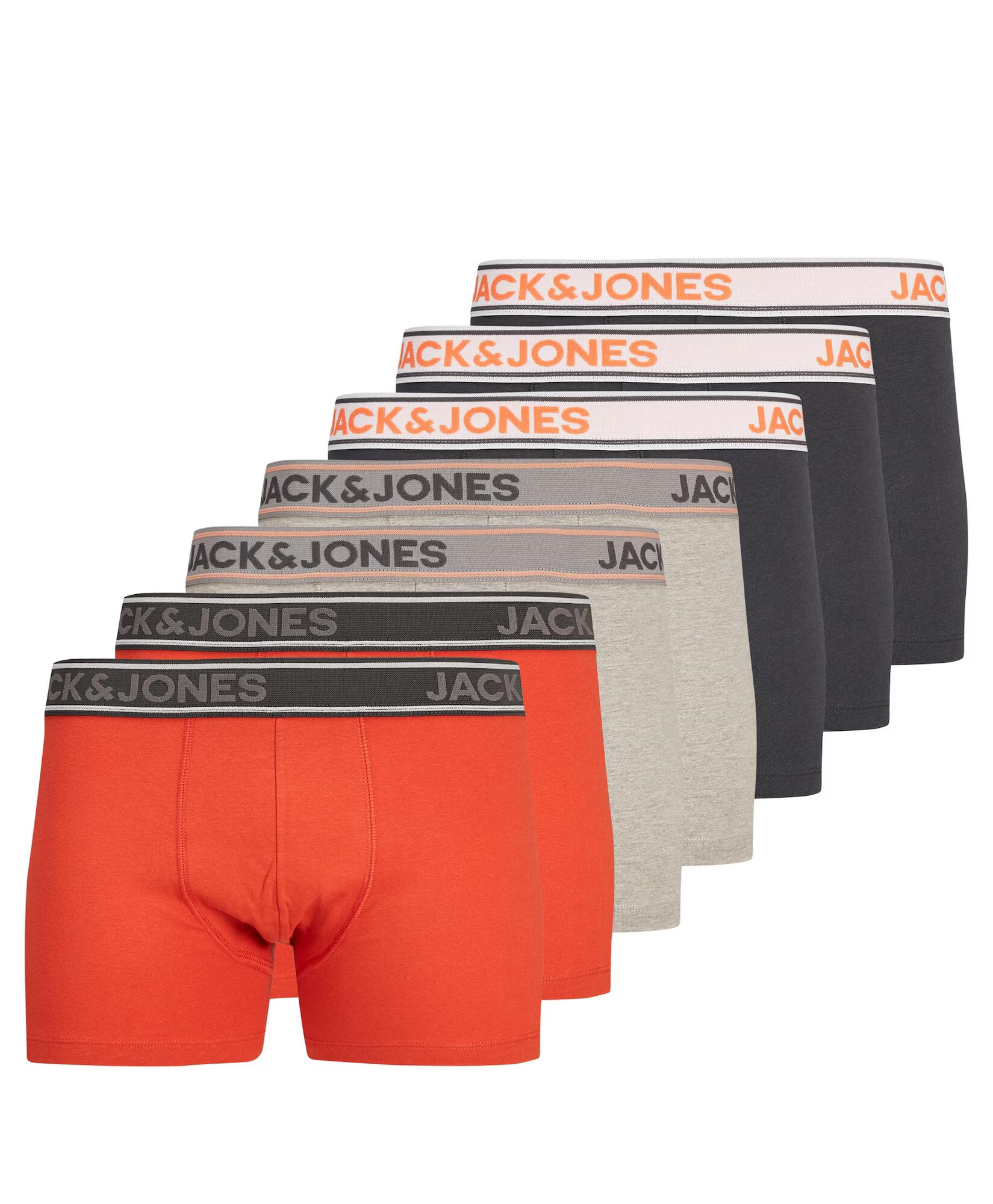 JACK & JONES Boksarice pegasto siva / oranžno rdeča / črna / bela - Pepit.si