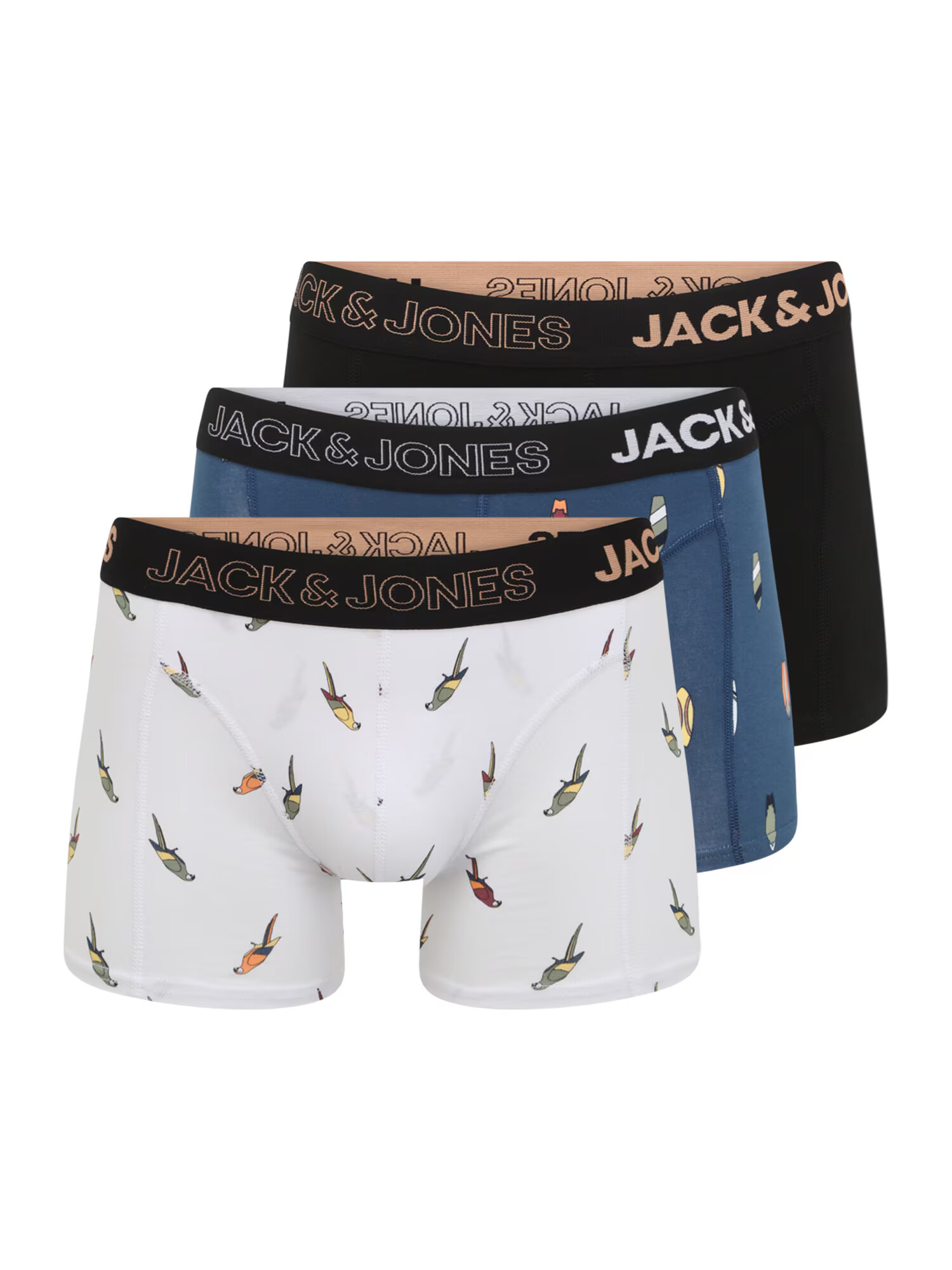 JACK & JONES Boksarice 'POUL' črna / bela / marine / svetlo rjava / rumena - Pepit.si