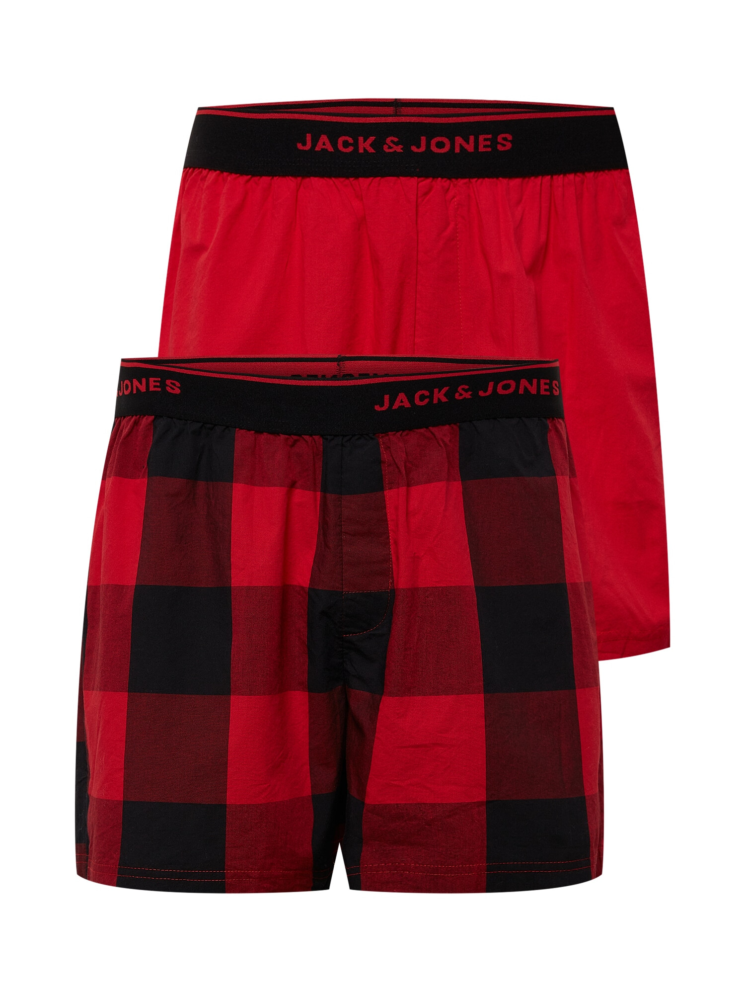 JACK & JONES Boksarice rdeča / črna / burgund - Pepit.si