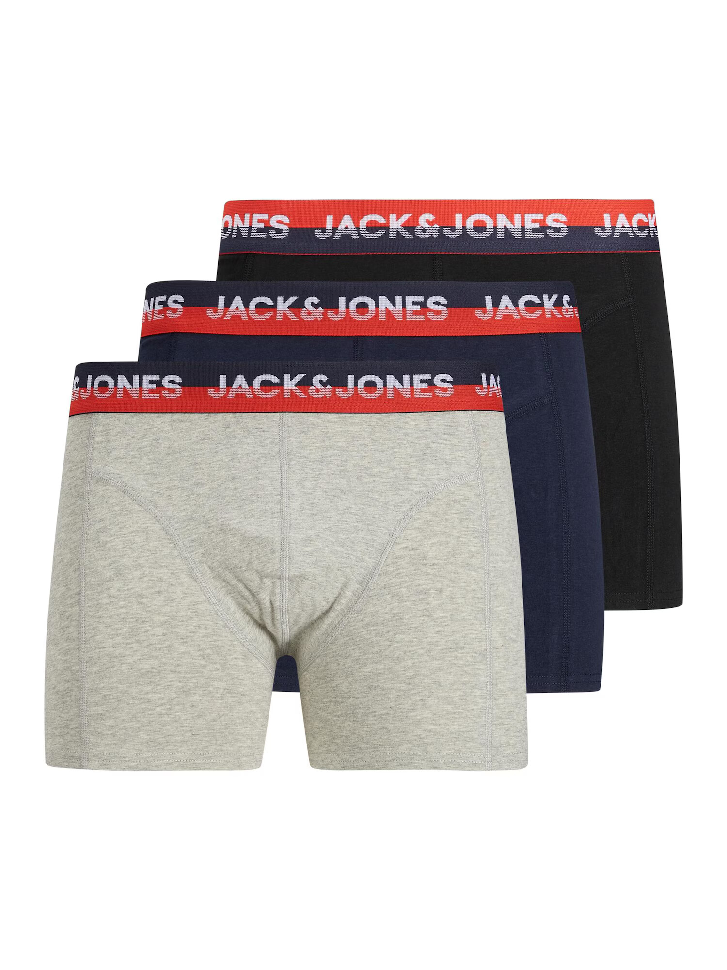 JACK & JONES Boksarice 'REWIND' mornarska / pegasto siva / rdeča / črna / bela - Pepit.si