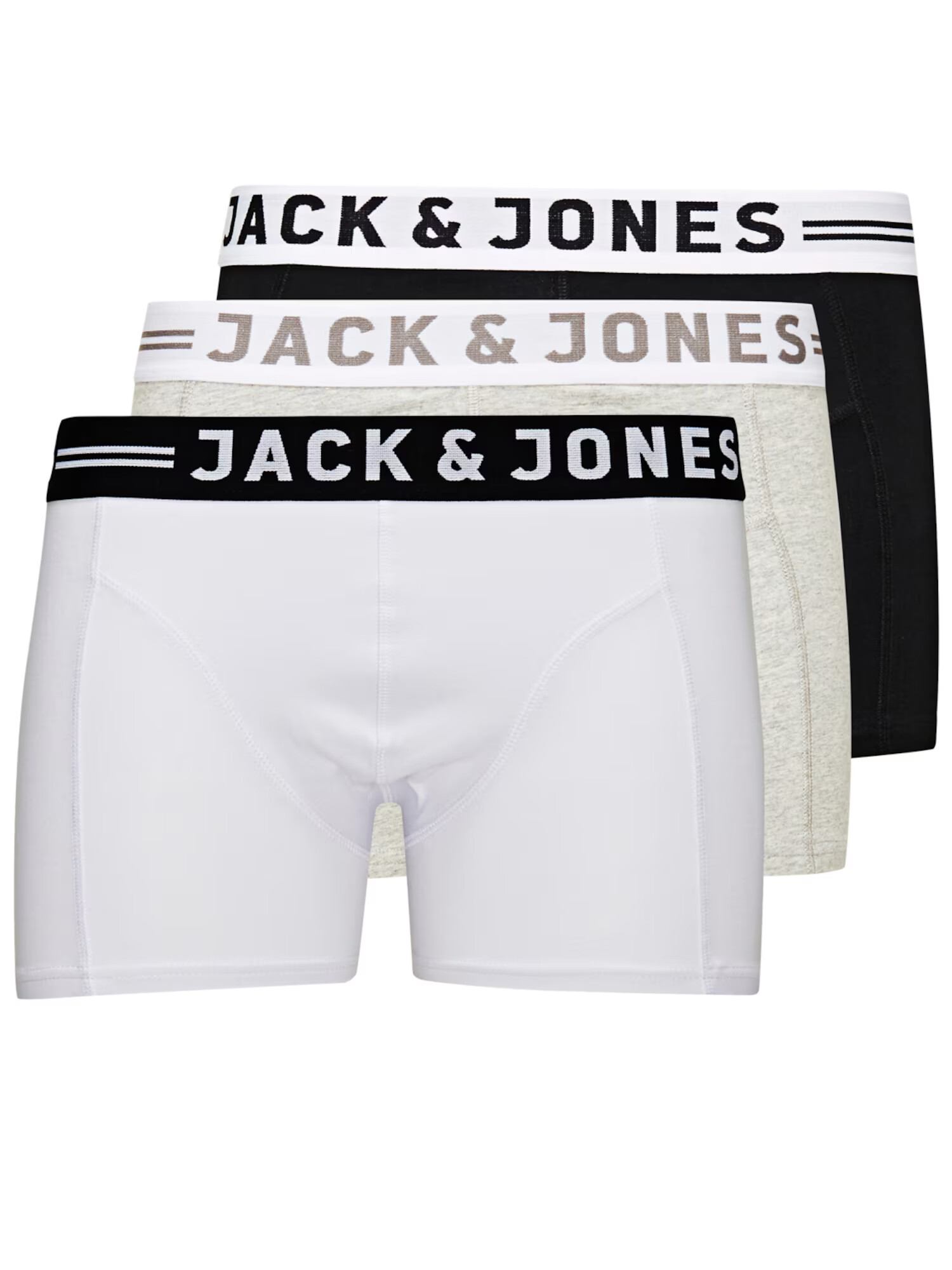 JACK & JONES Boksarice 'Sense' pegasto siva / črna / bela - Pepit.si