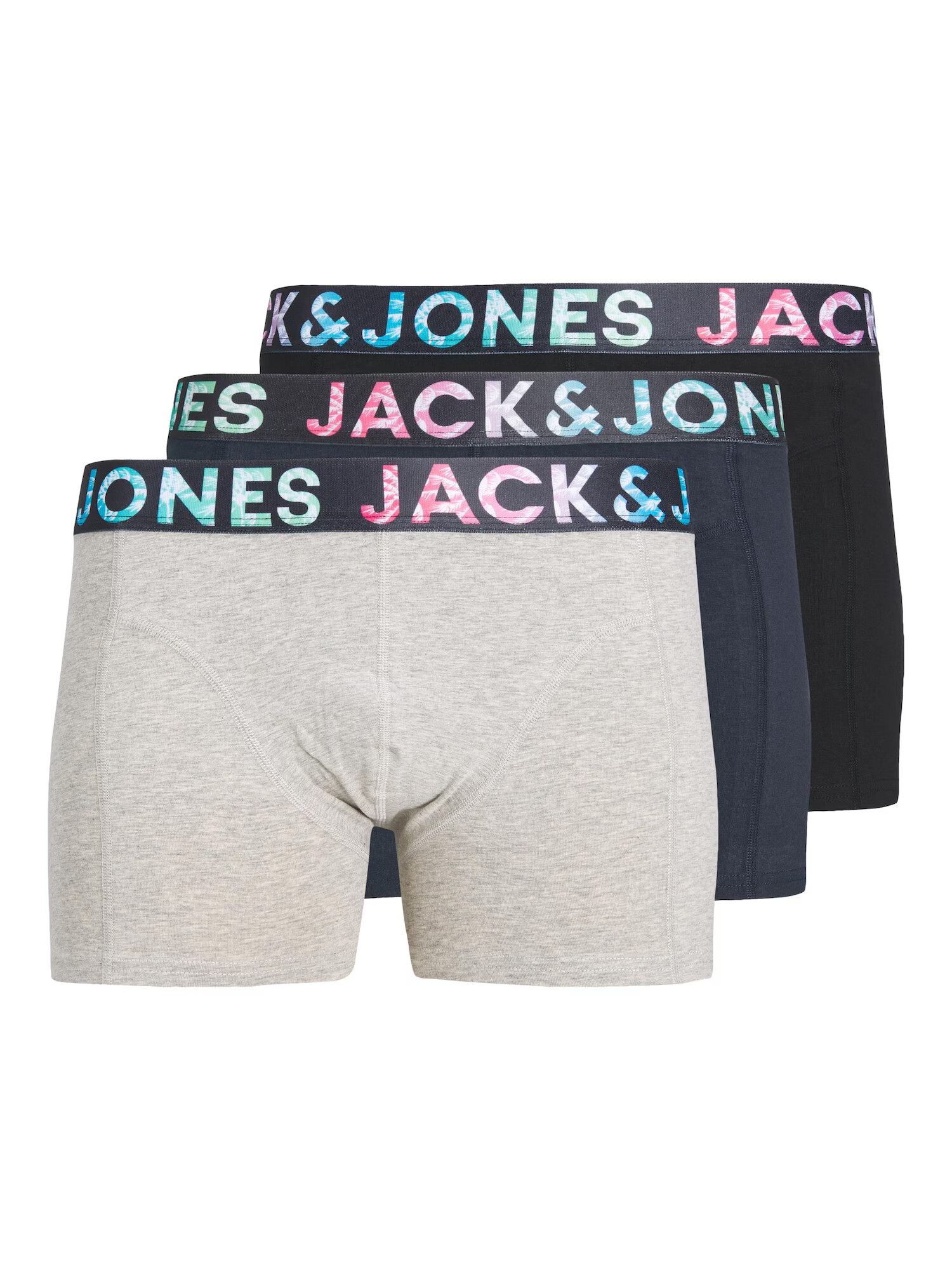 JACK & JONES Boksarice 'TAMPA' mornarska / pegasto siva / roza / črna - Pepit.si