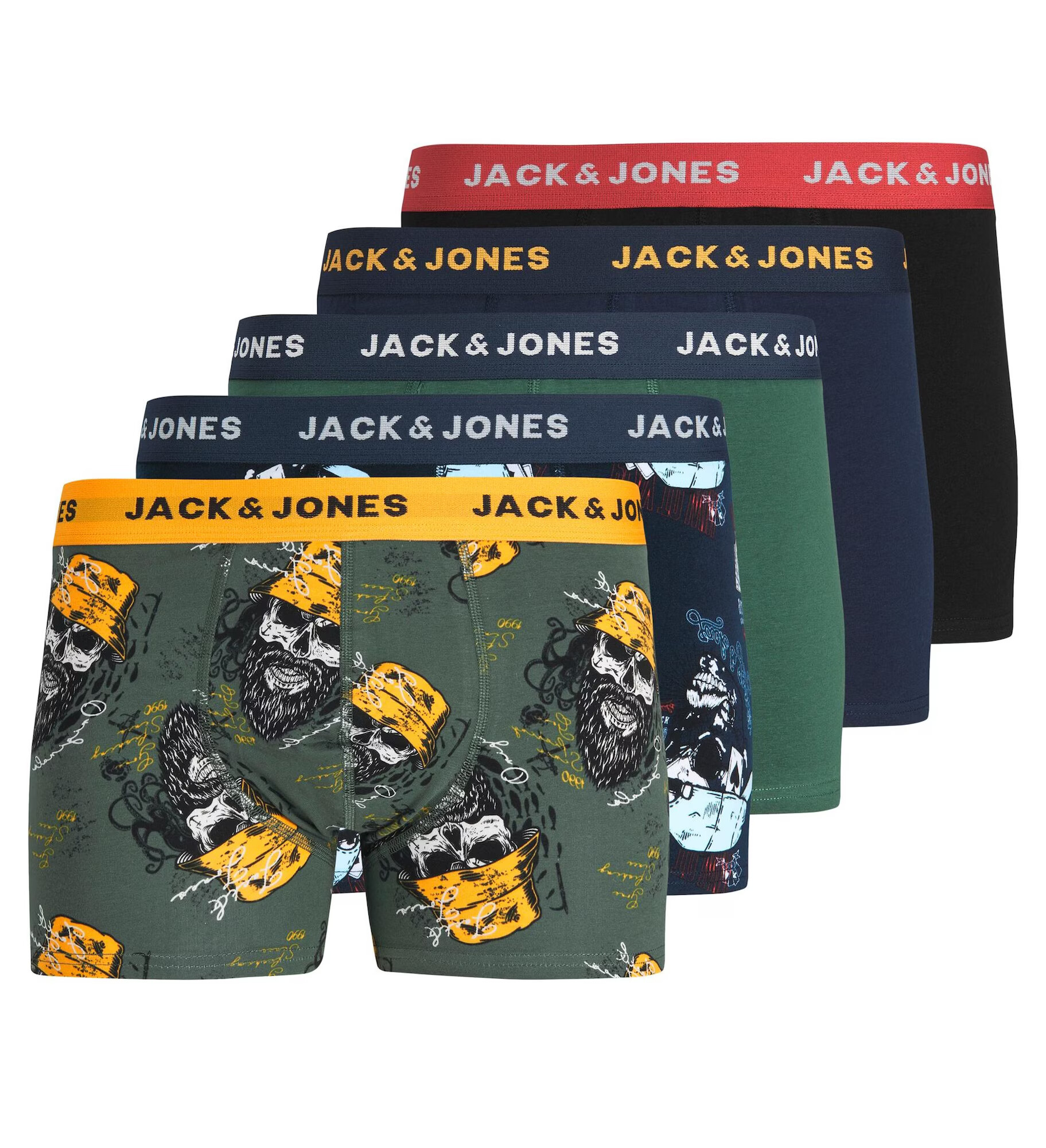 JACK & JONES Boksarice temno modra / rumena / kaki / črna - Pepit.si